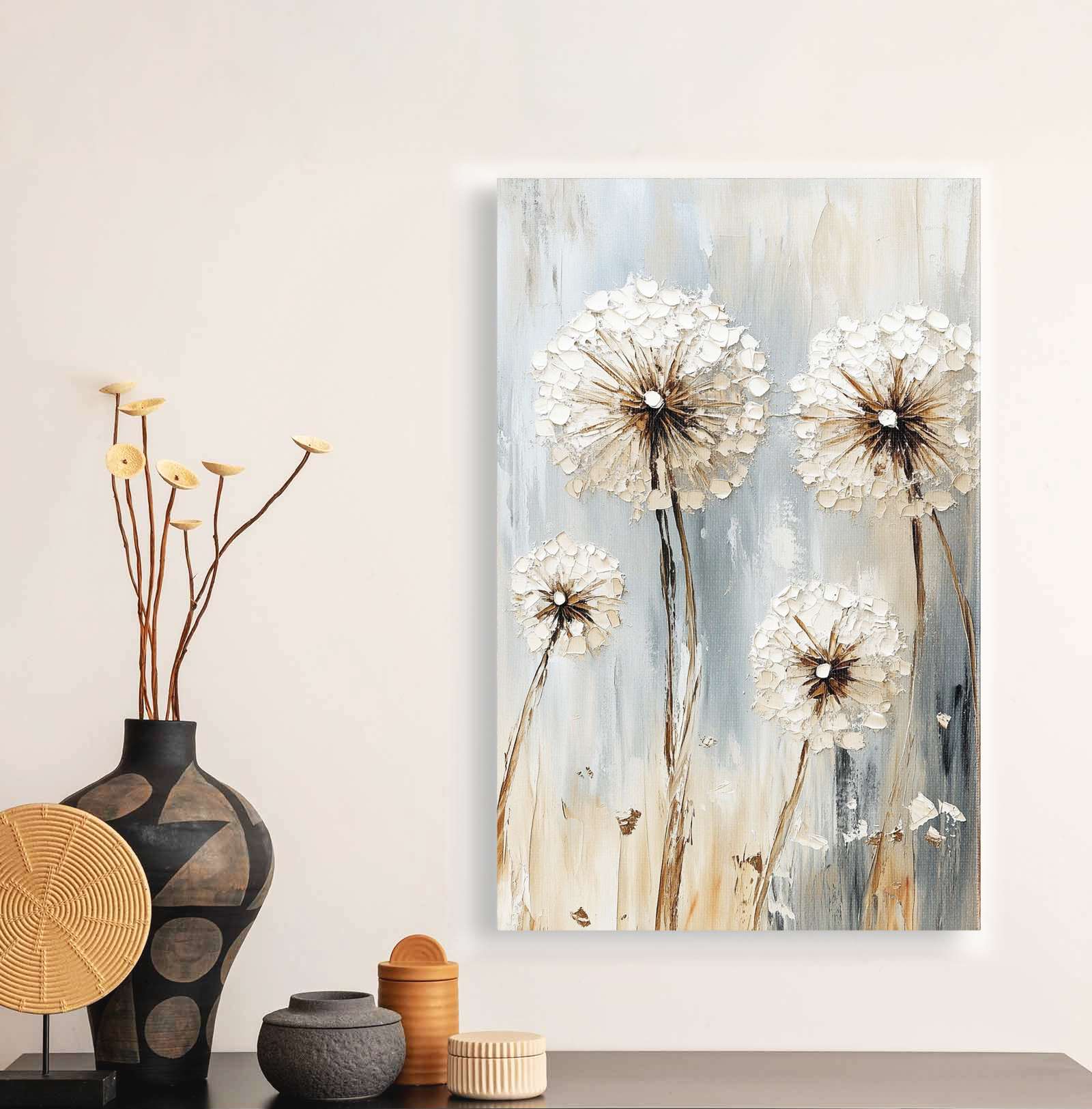 Quadro Decorativo em Tela 45x70cm - Arte Multicolor em Madeira de Pinho Natural