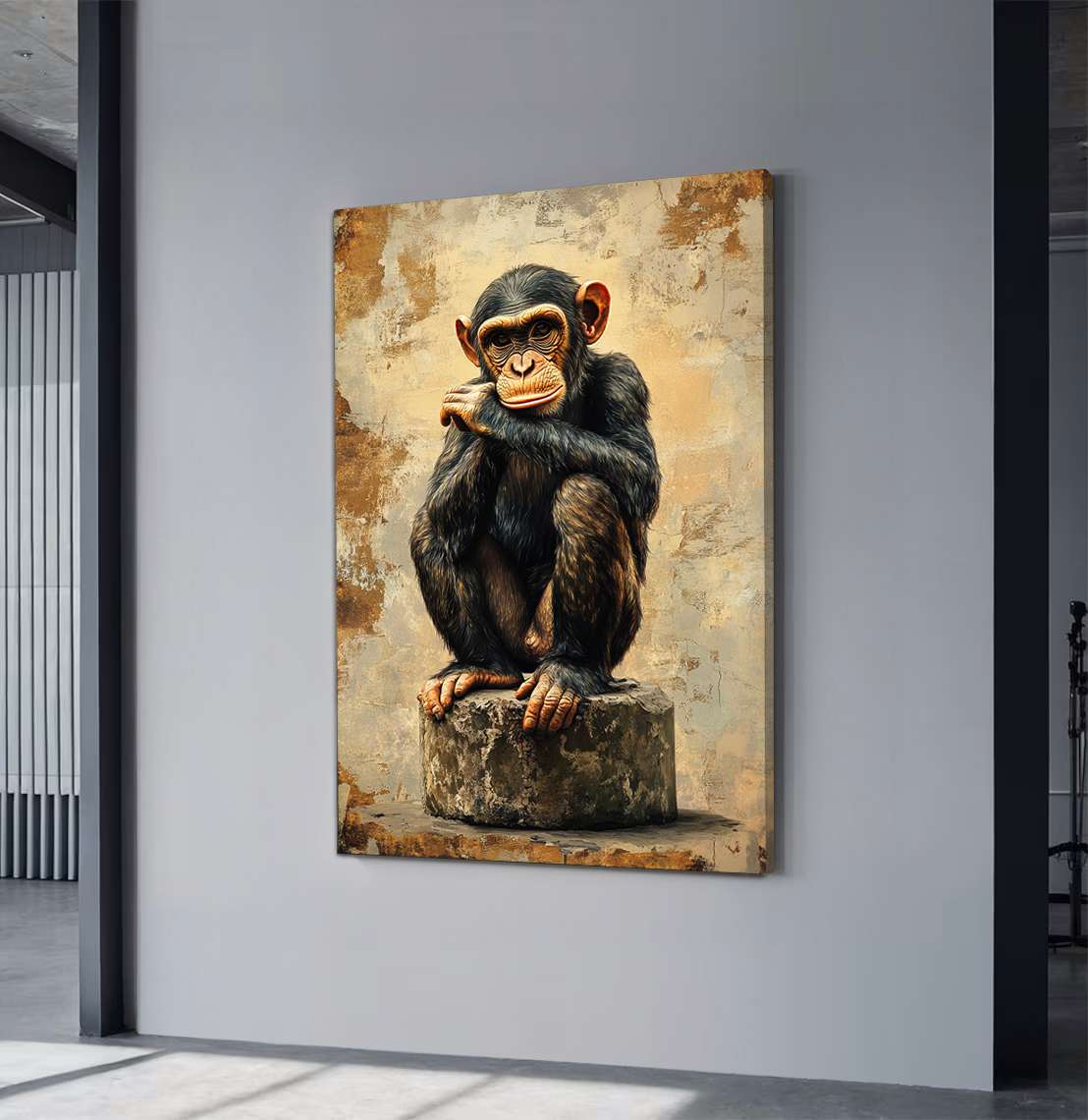 Quadro Decorativo em Tela 45x70cm - Arte Multicolor em Madeira de Pinho Natural