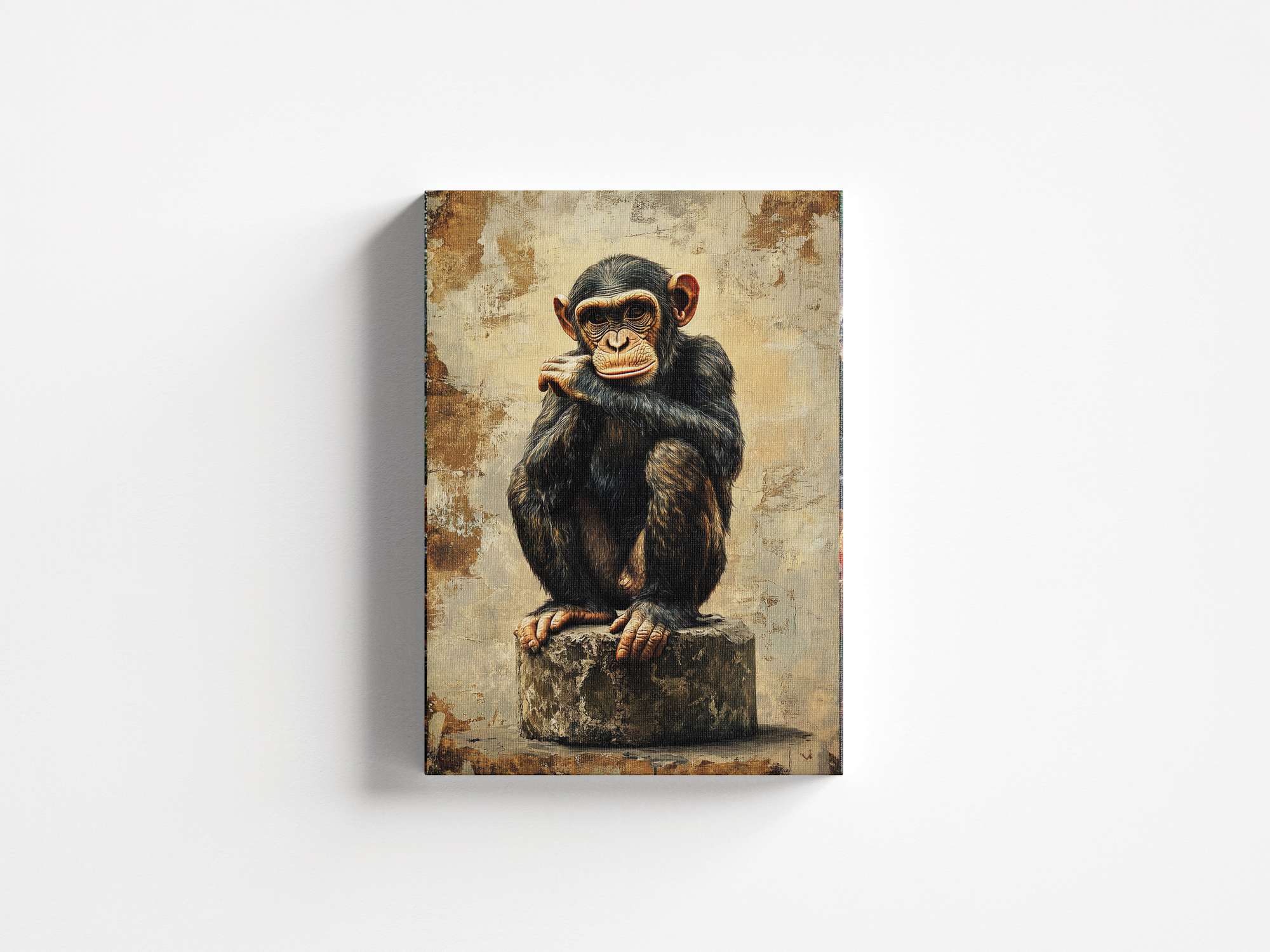 Quadro Decorativo em Tela 45x70cm - Arte Multicolor em Madeira de Pinho Natural