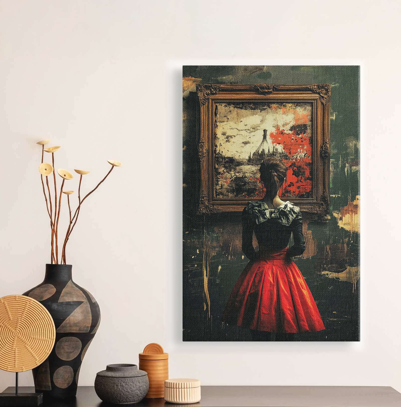 Quadro Decorativo em Tela 45x70cm - Arte Multicolor em Madeira de Pinho Natural