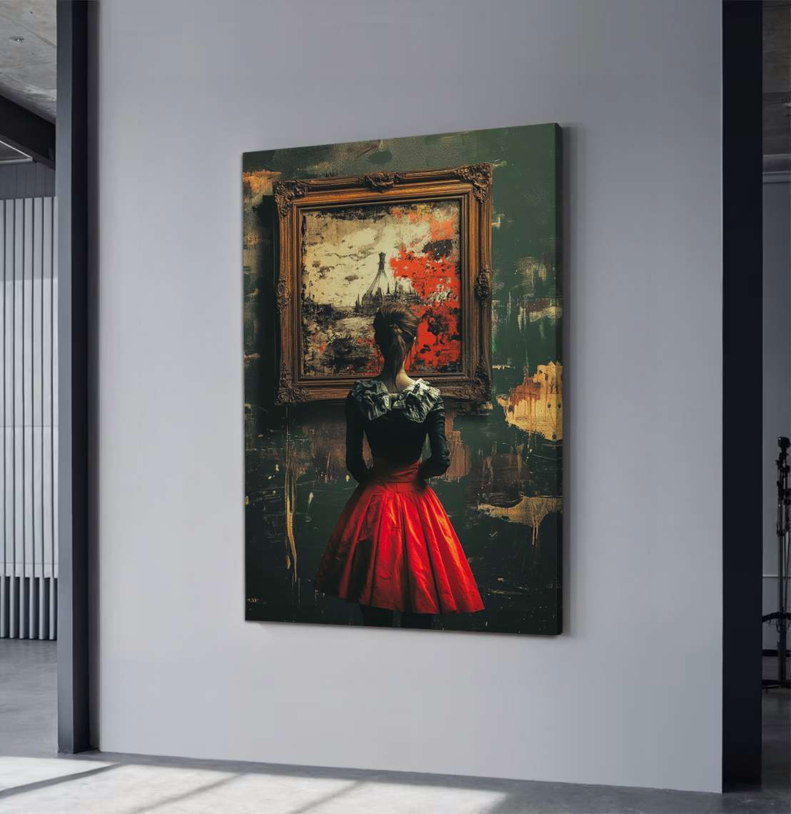 Quadro Decorativo em Tela 45x70cm - Arte Multicolor em Madeira de Pinho Natural