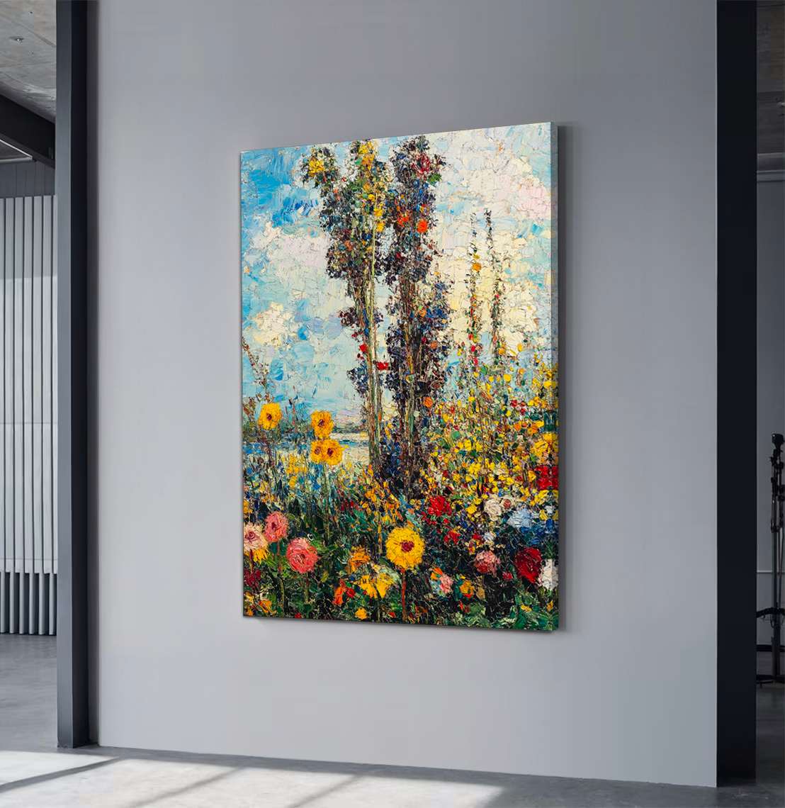 Quadro Decorativo em Tela 45x70cm - Arte Multicolor em Madeira de Pinho Natural