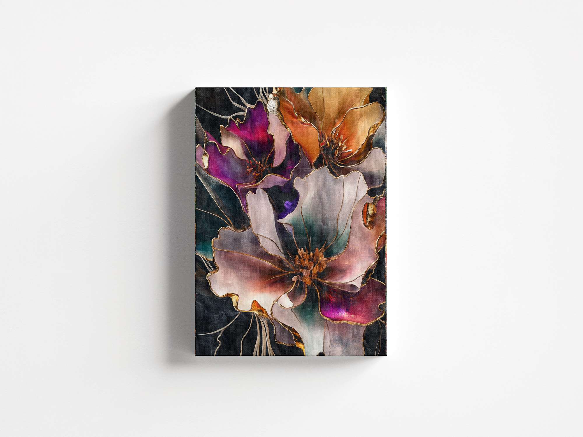 Quadro Decorativo em Tela 45x70cm - Arte Multicolor em Madeira de Pinho Natural