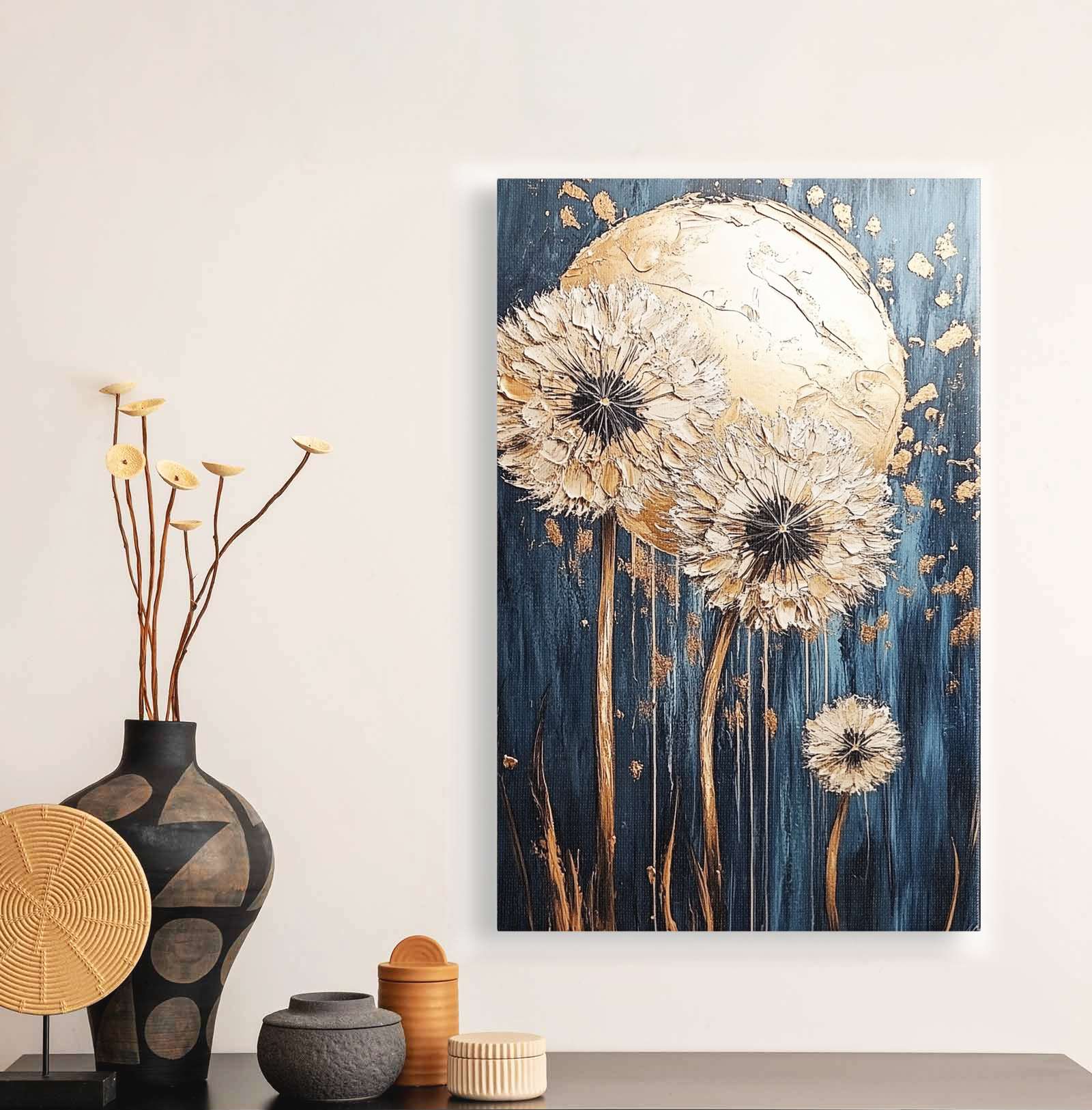 Quadro Decorativo em Tela 45x70cm - Arte Multicolor em Madeira de Pinho Natural