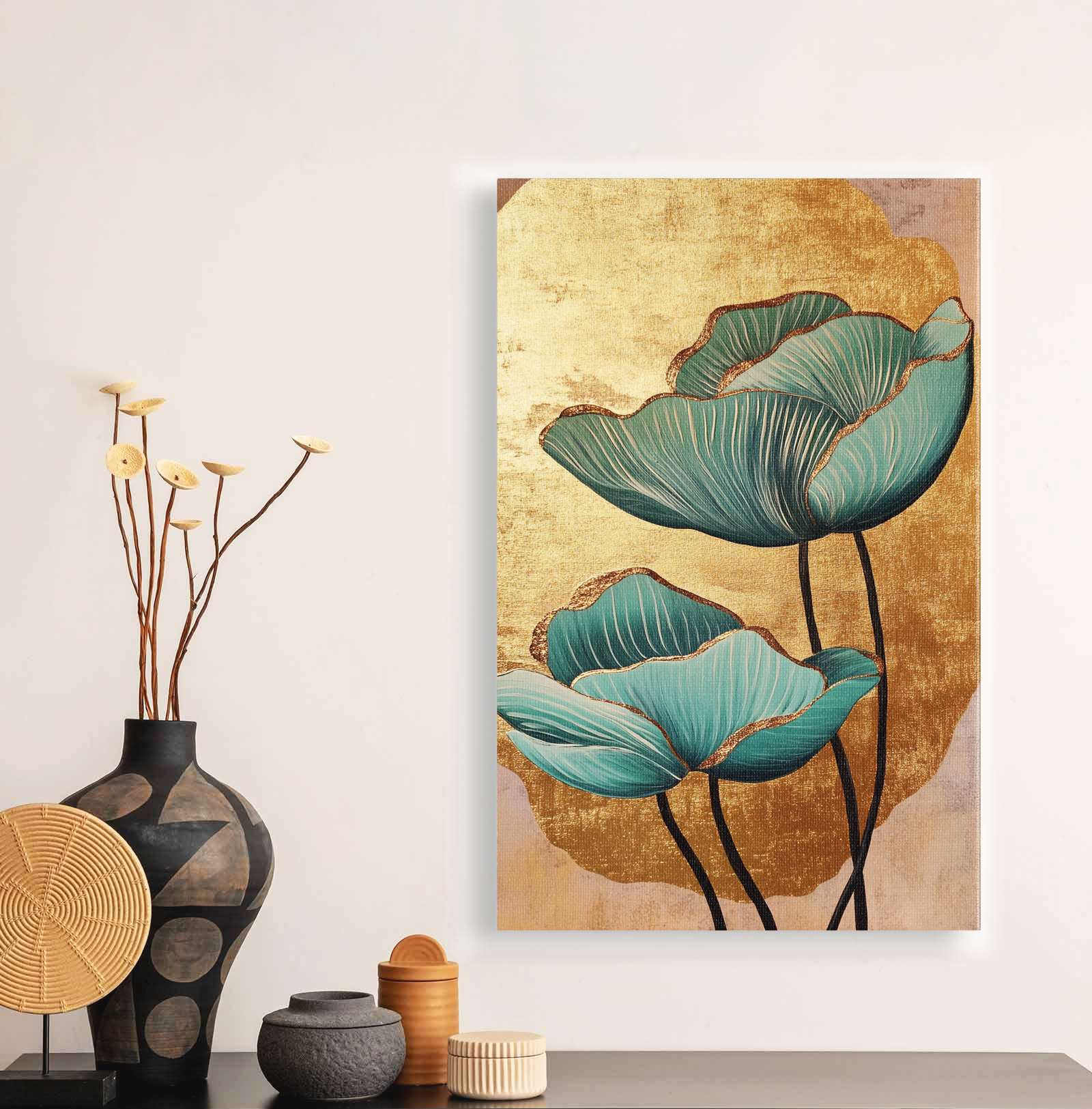 Quadro Decorativo em Tela 45x70cm - Arte Multicolor em Madeira de Pinho Natural