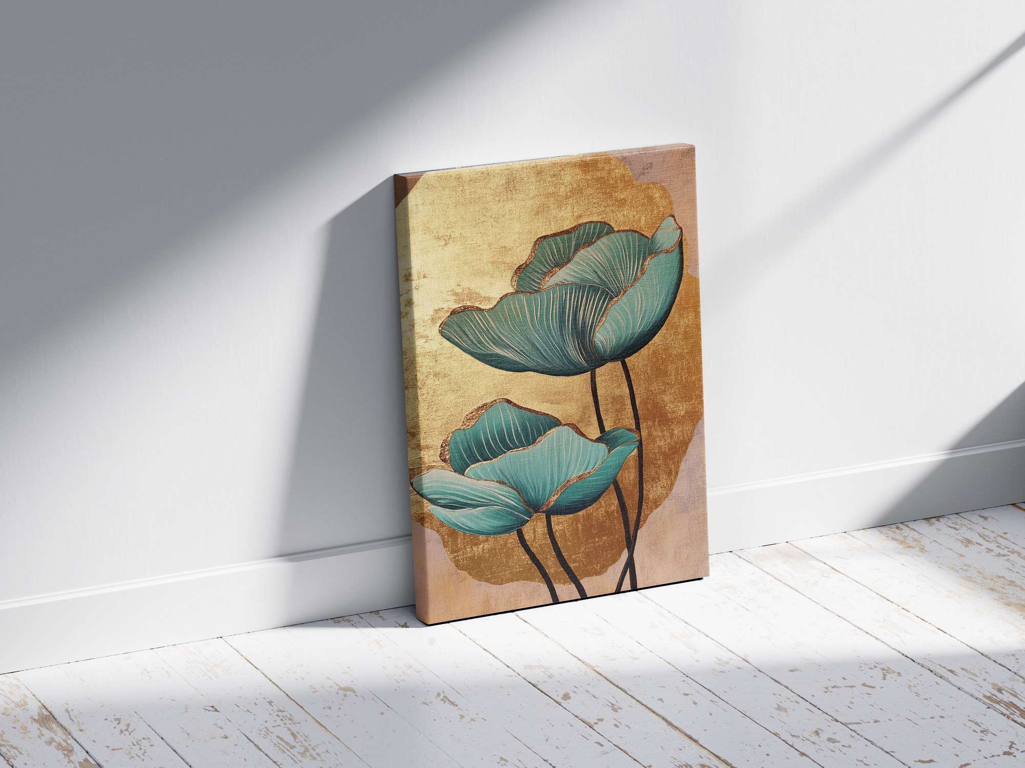 Quadro Decorativo em Tela 45x70cm - Arte Multicolor em Madeira de Pinho Natural