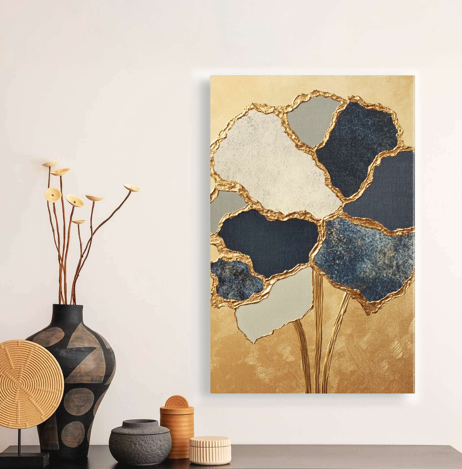 Quadro Decorativo em Tela 45x70cm - Arte Multicolor em Madeira de Pinho Natural