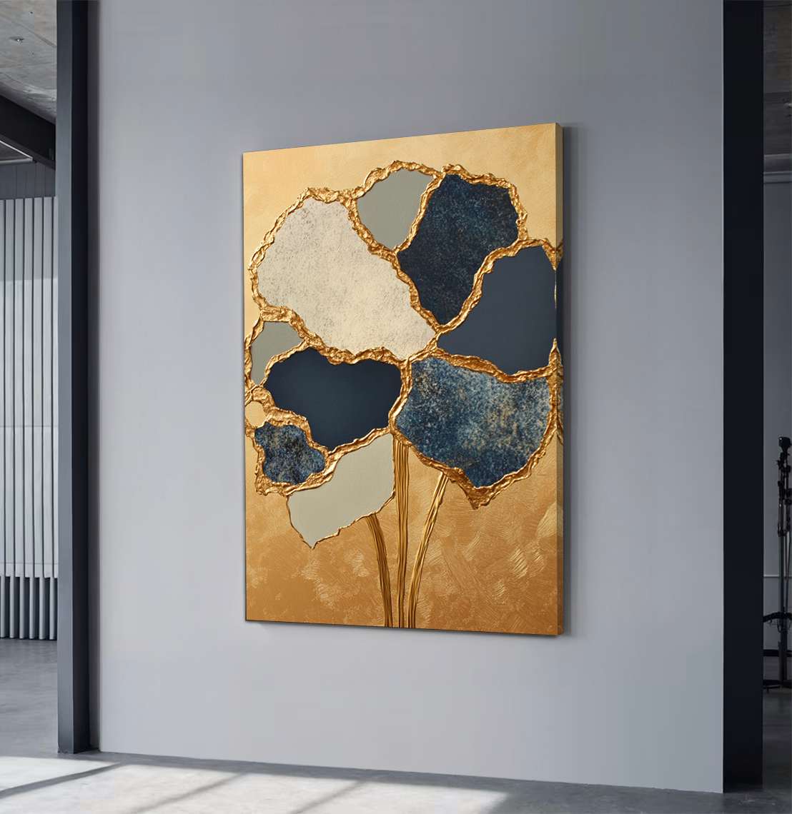 Quadro Decorativo em Tela 45x70cm - Arte Multicolor em Madeira de Pinho Natural