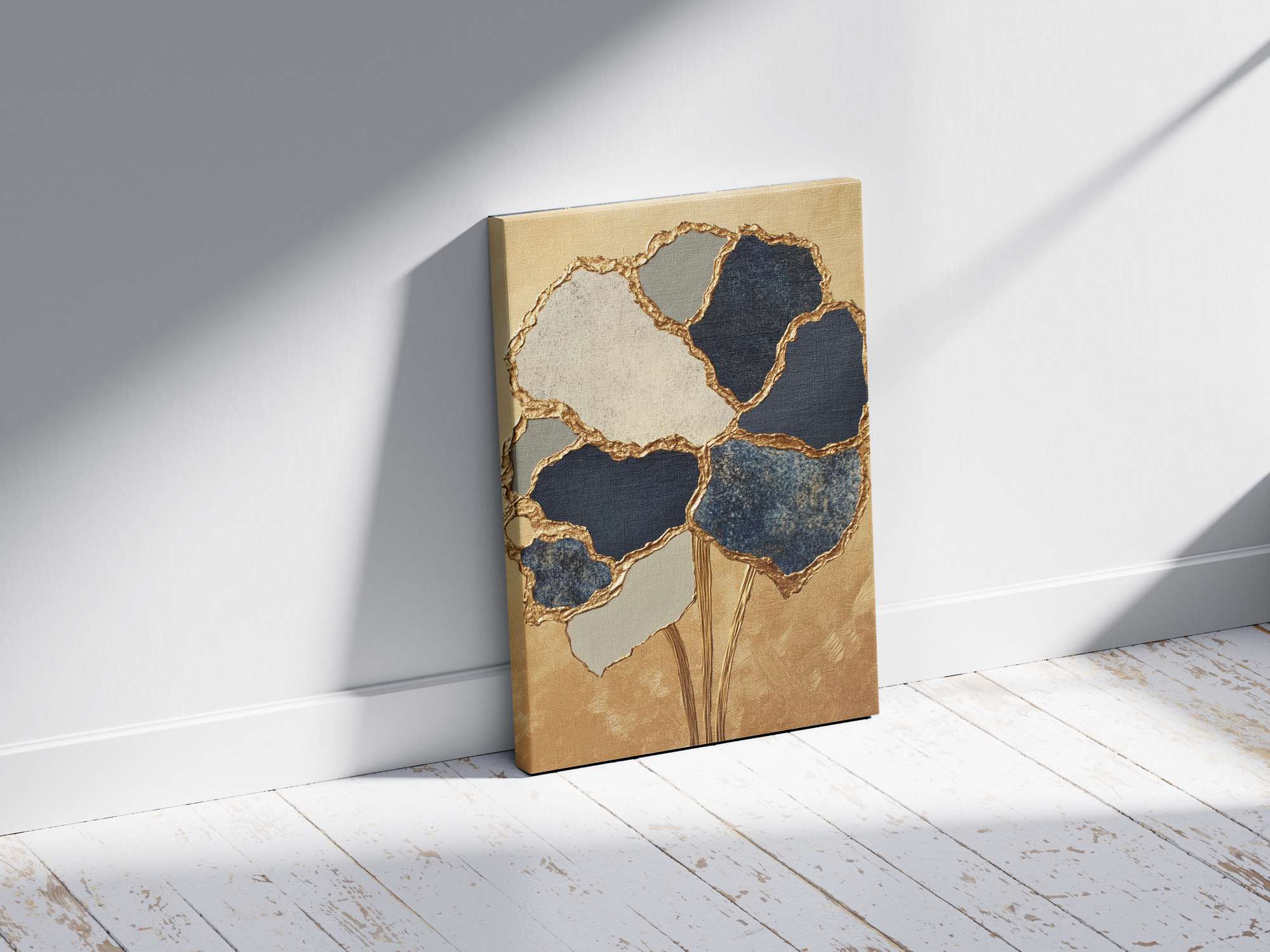 Quadro Decorativo em Tela 45x70cm - Arte Multicolor em Madeira de Pinho Natural