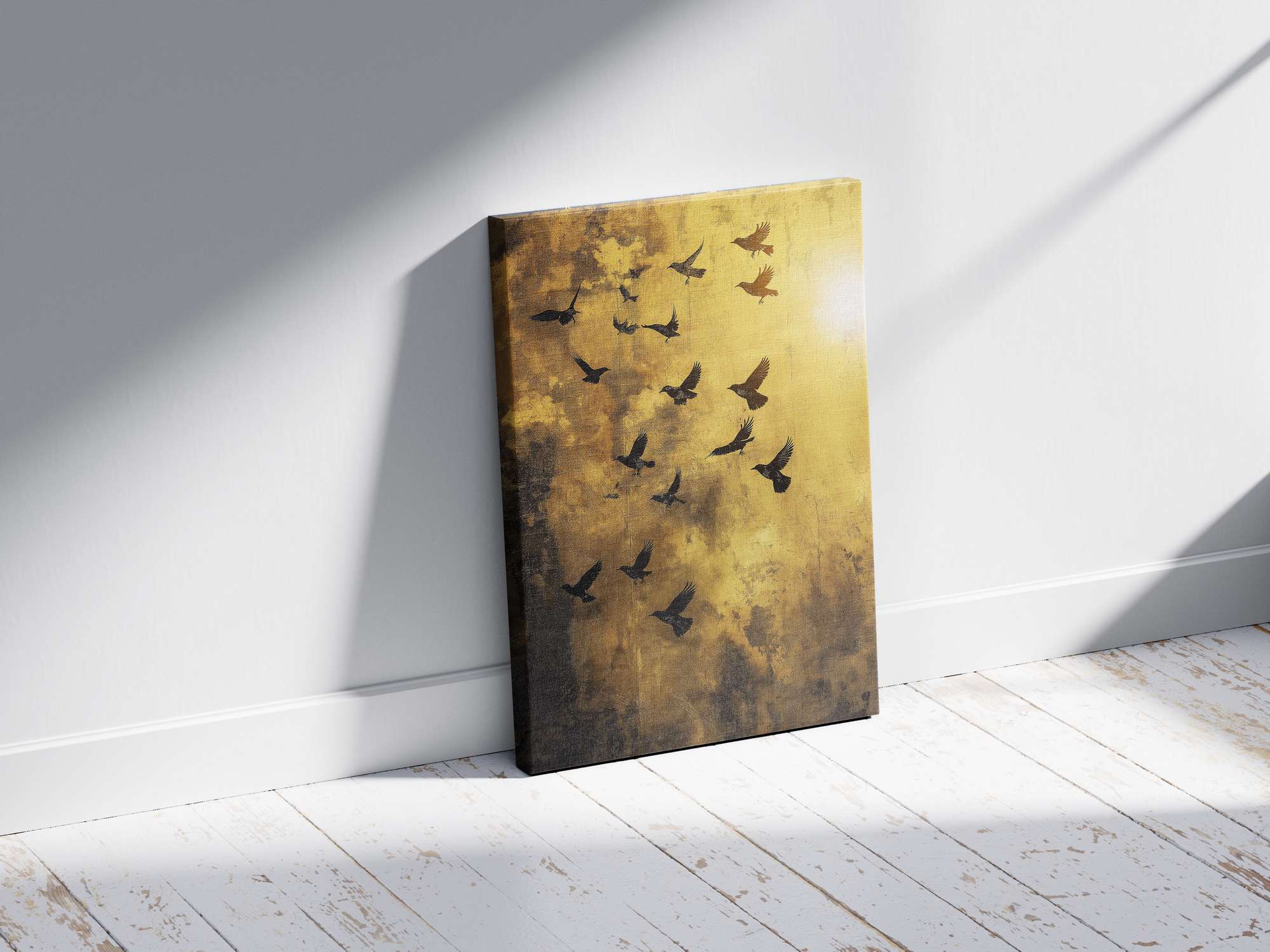 Quadro Decorativo em Tela 45x70cm - Arte Multicolor em Madeira de Pinho Natural