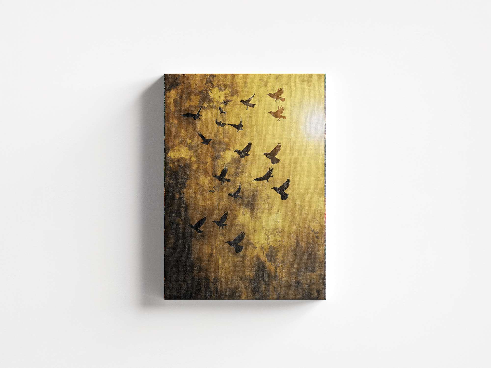 Quadro Decorativo em Tela 45x70cm - Arte Multicolor em Madeira de Pinho Natural