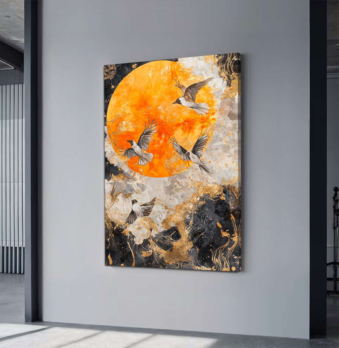 Quadro Decorativo em Tela 45x70cm - Arte Multicolor em Madeira de Pinho Natural