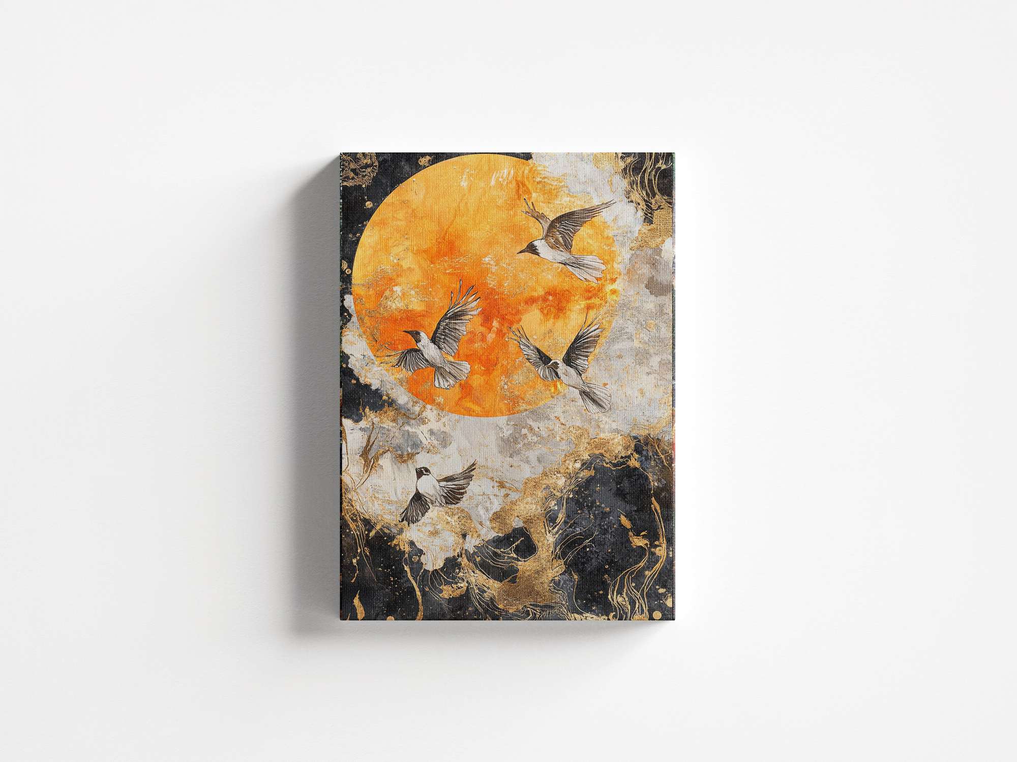 Quadro Decorativo em Tela 45x70cm - Arte Multicolor em Madeira de Pinho Natural