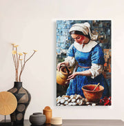 Quadro Decorativo em Tela 45x70cm - Arte Multicolor em Madeira de Pinho Natural