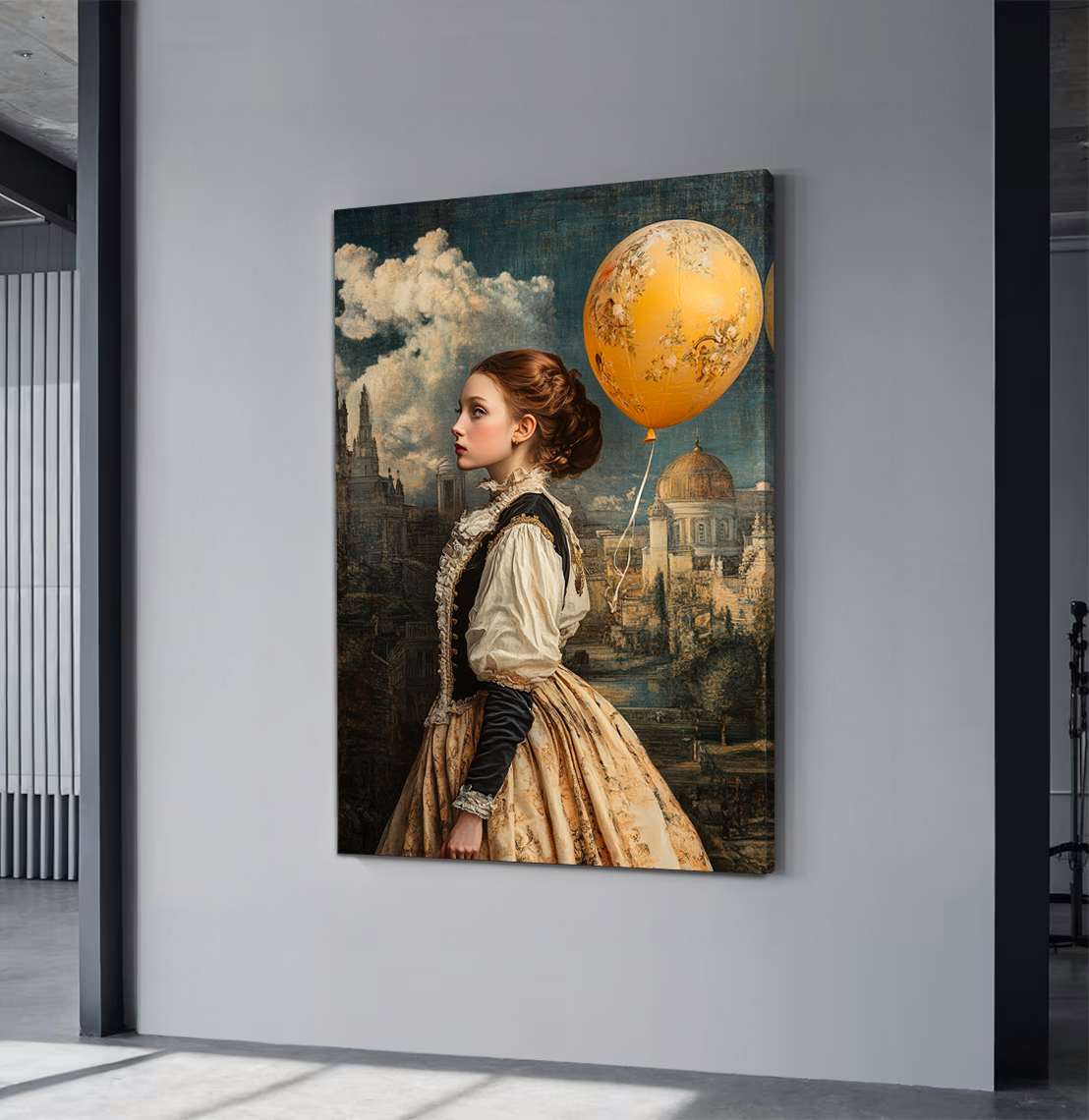 Quadro Decorativo em Tela 45x70cm - Arte Multicolor em Madeira de Pinho Natural