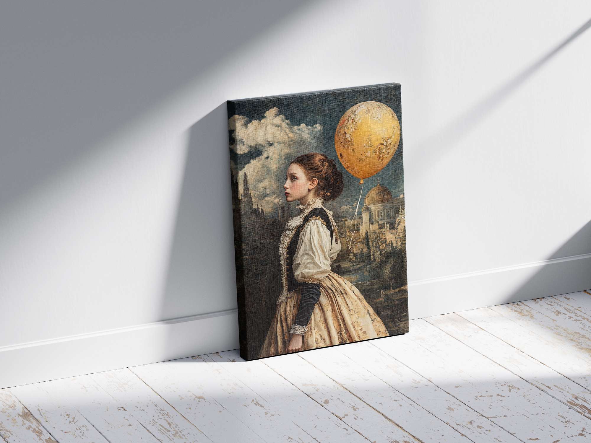 Quadro Decorativo em Tela 45x70cm - Arte Multicolor em Madeira de Pinho Natural