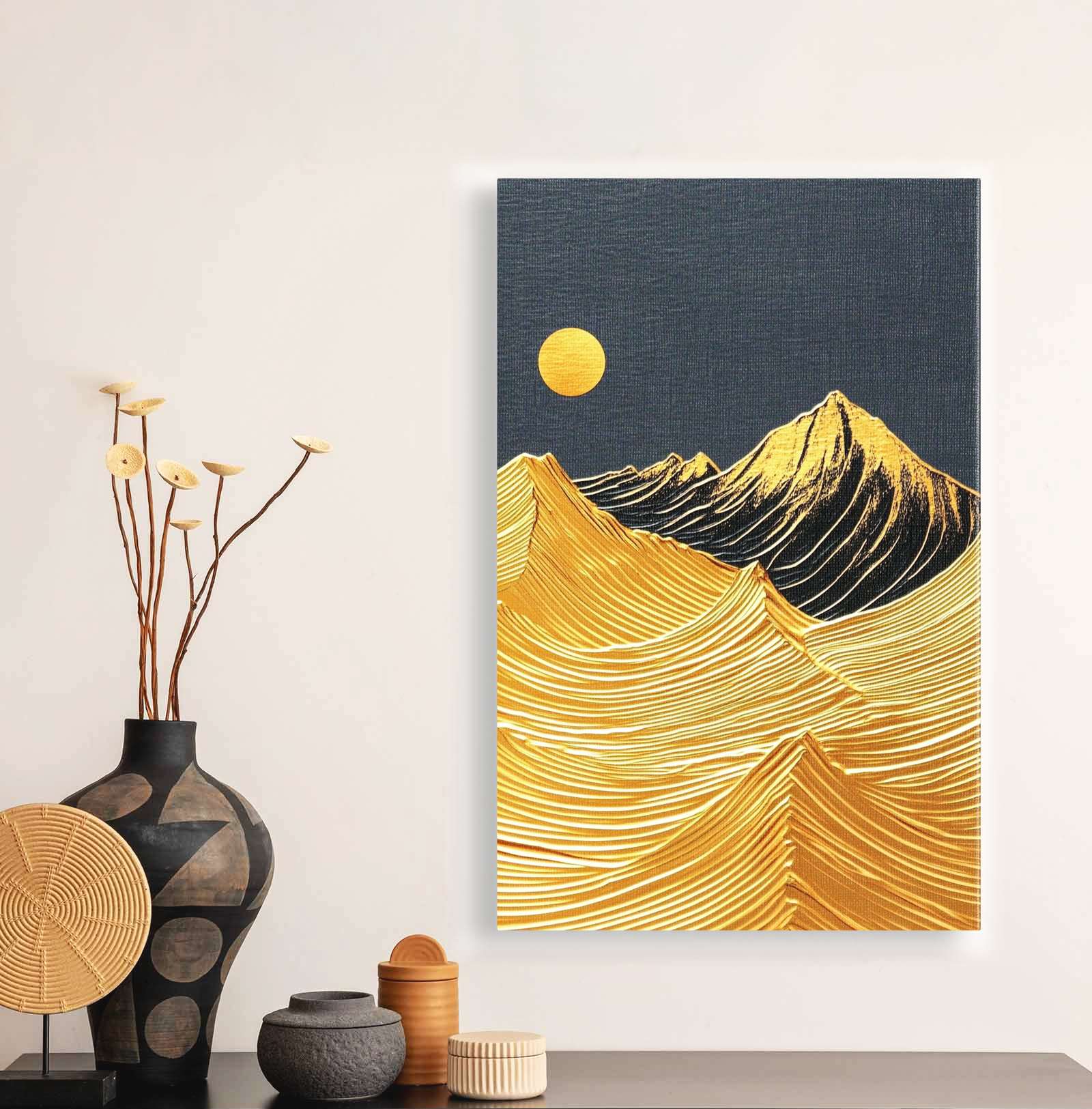 Quadro Decorativo em Tela 45x70cm - Arte Multicolor em Madeira de Pinho Natural