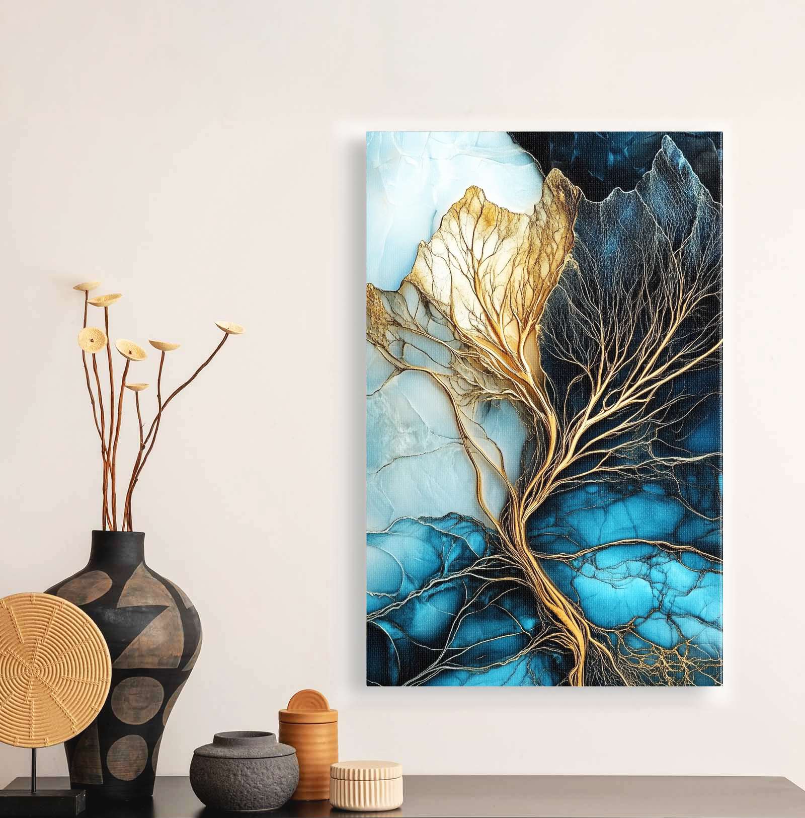 Quadro Decorativo em Tela 45x70cm - Arte Multicolor em Madeira de Pinho Natural