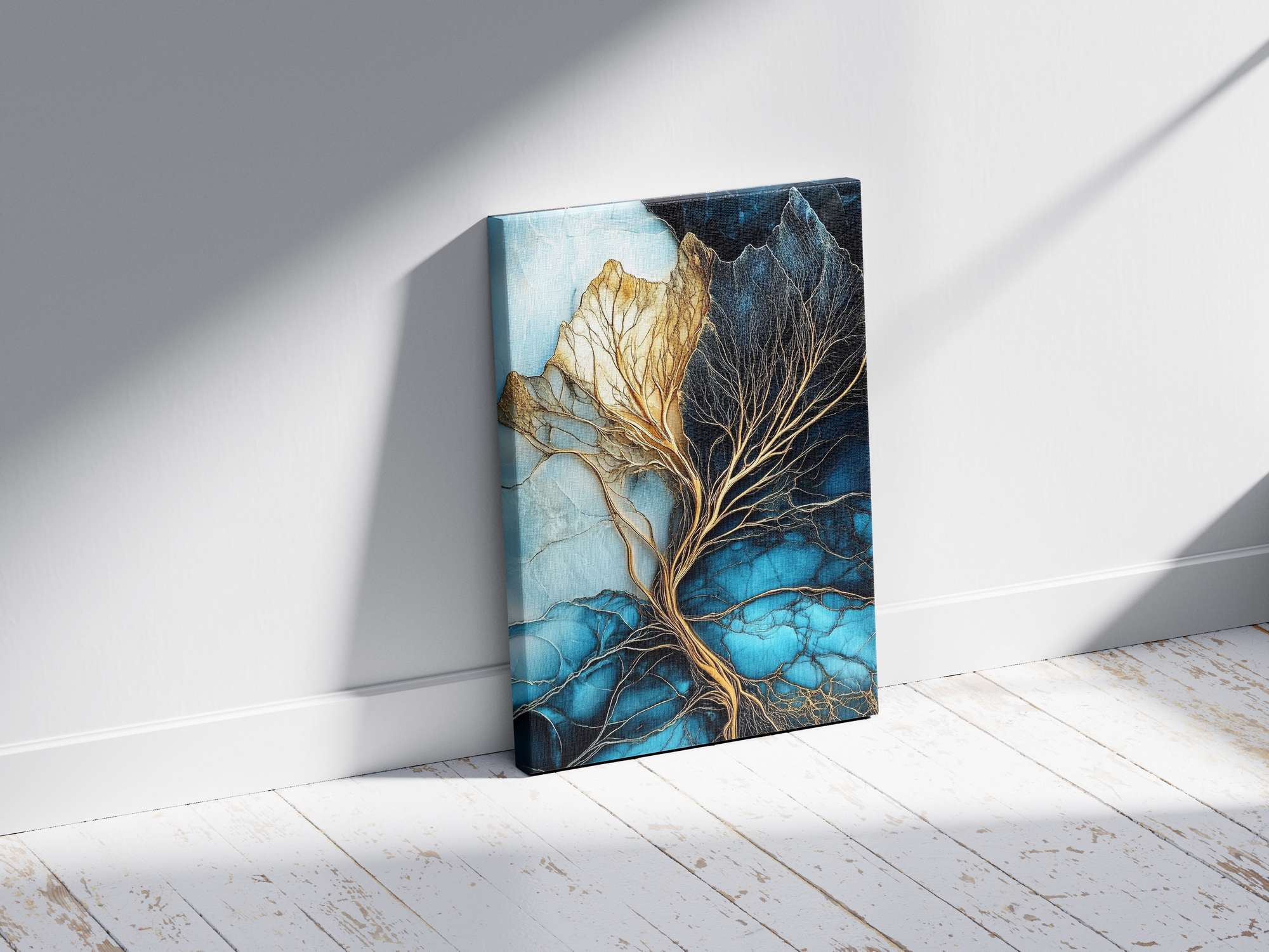 Quadro Decorativo em Tela 45x70cm - Arte Multicolor em Madeira de Pinho Natural