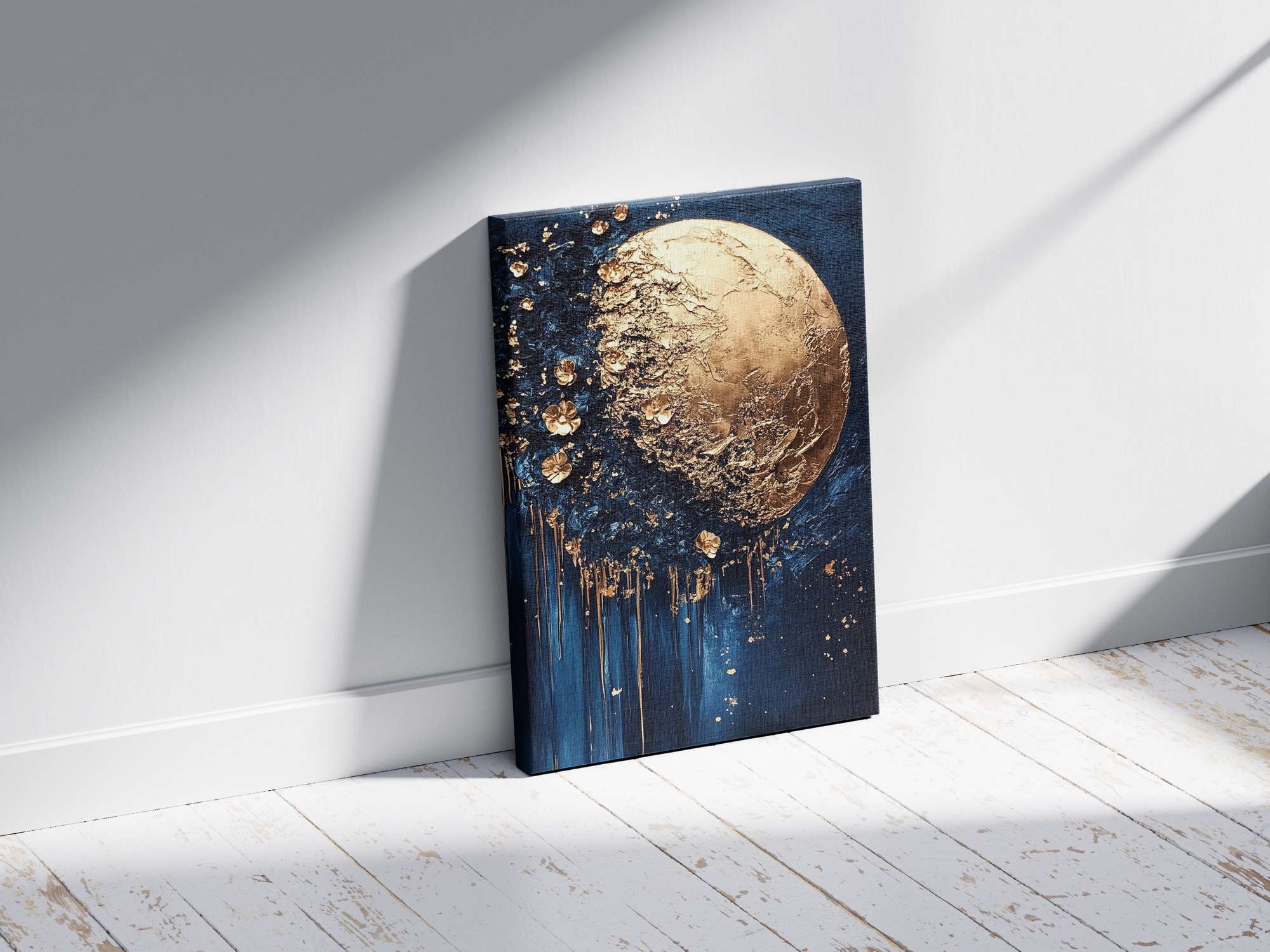 Quadro Decorativo em Tela 45x70cm - Arte Multicolor em Madeira de Pinho Natural