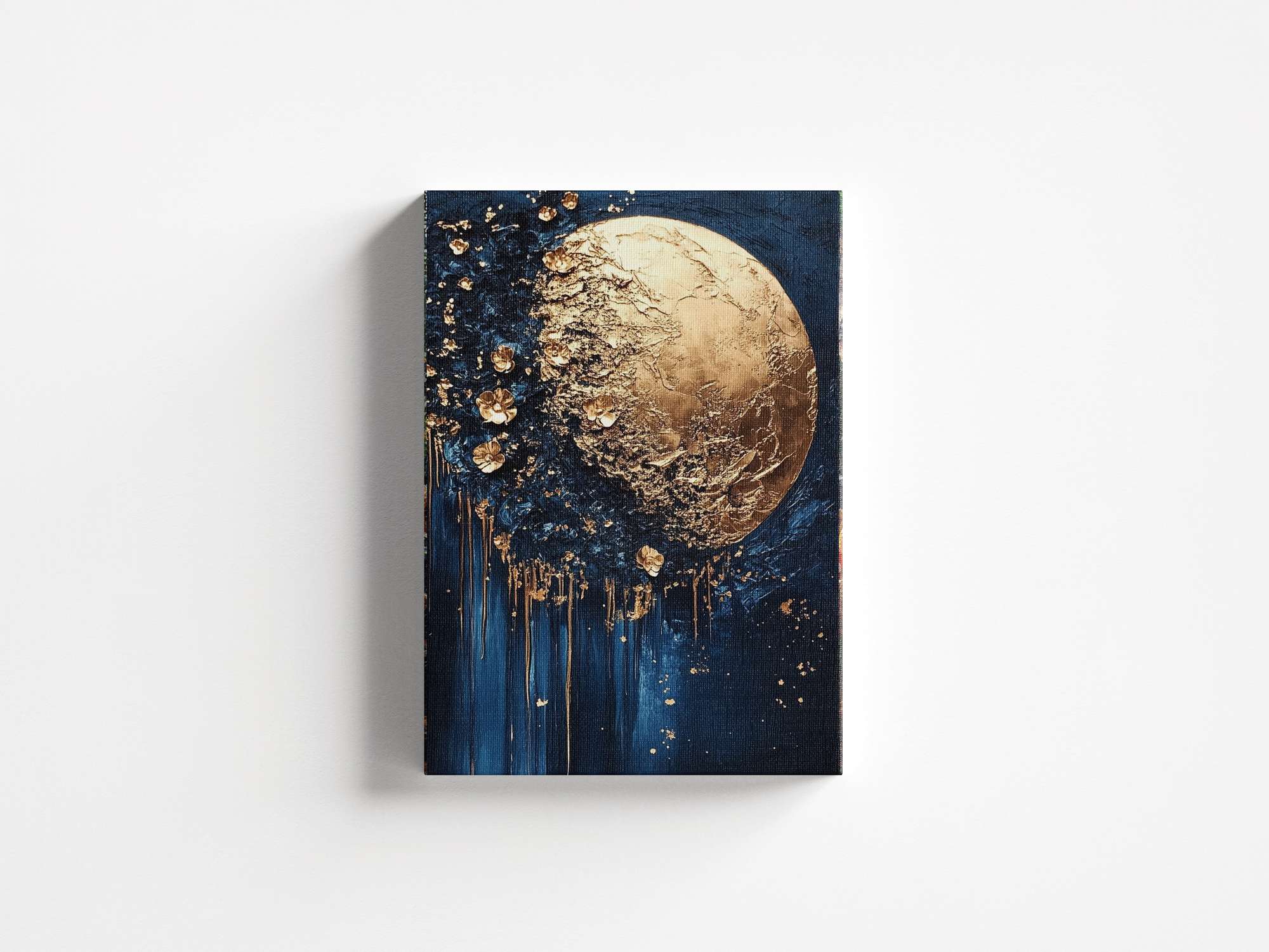 Quadro Decorativo em Tela 45x70cm - Arte Multicolor em Madeira de Pinho Natural