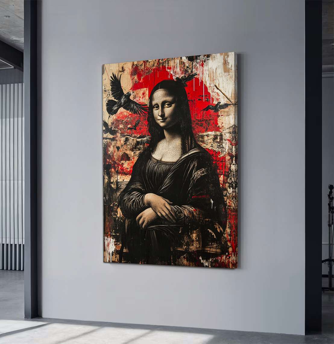 Quadro Decorativo em Tela 45x70cm - Arte Multicolor em Madeira de Pinho Natural