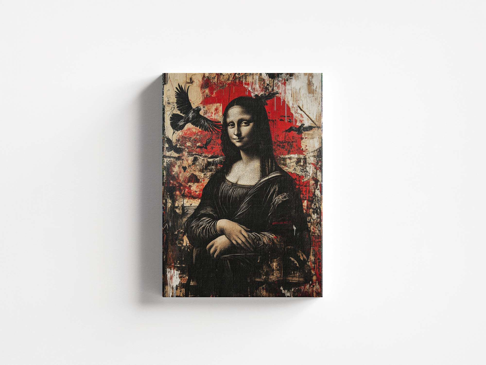 Quadro Decorativo em Tela 45x70cm - Arte Multicolor em Madeira de Pinho Natural