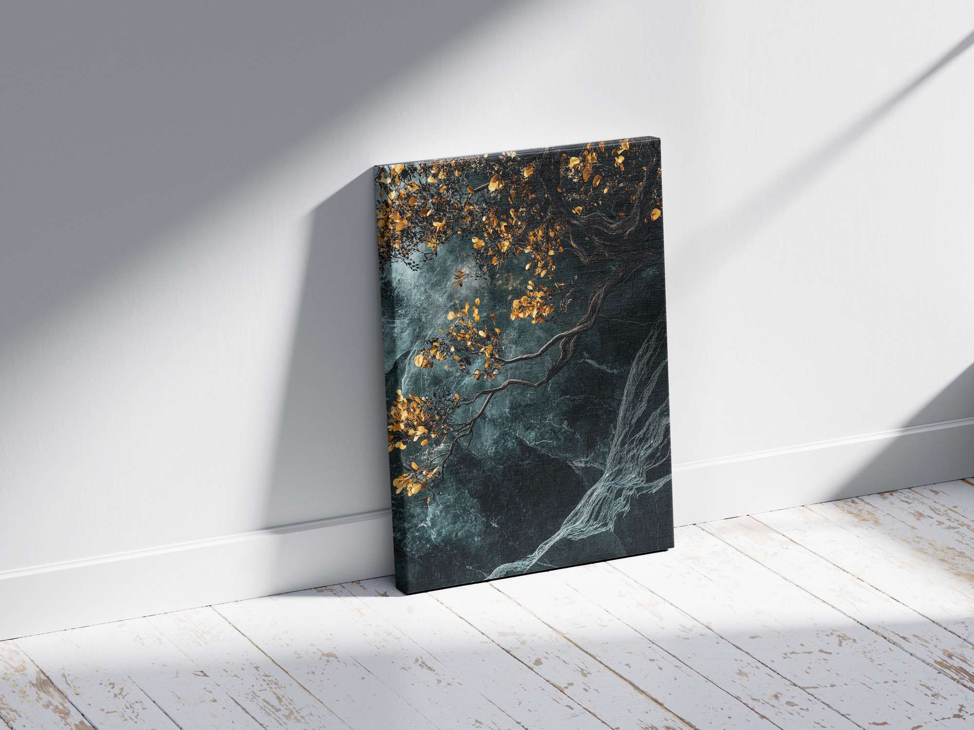 Quadro Decorativo em Tela 45x70cm - Arte Multicolor em Madeira de Pinho Natural