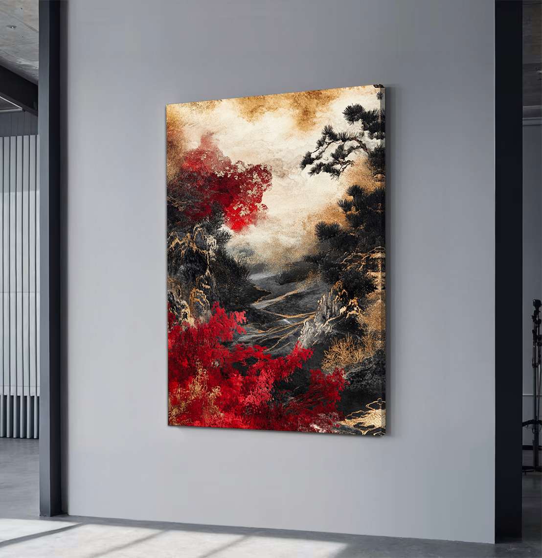 Quadro Decorativo em Tela 45x70cm - Arte Multicolor em Madeira de Pinho Natural