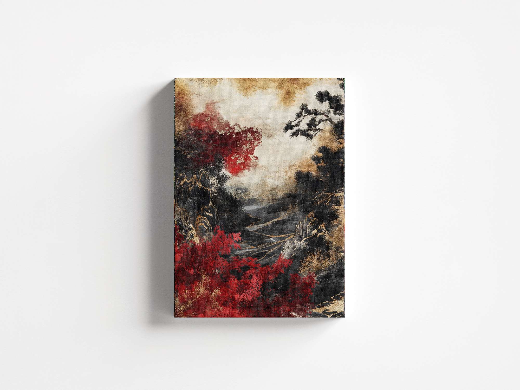 Quadro Decorativo em Tela 45x70cm - Arte Multicolor em Madeira de Pinho Natural