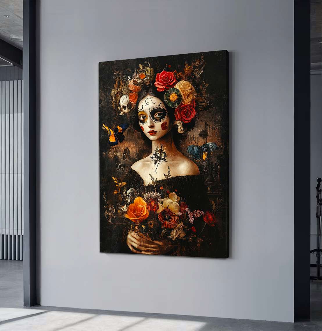 Quadro Decorativo em Tela 45x70cm - Arte Multicolor em Madeira de Pinho Natural