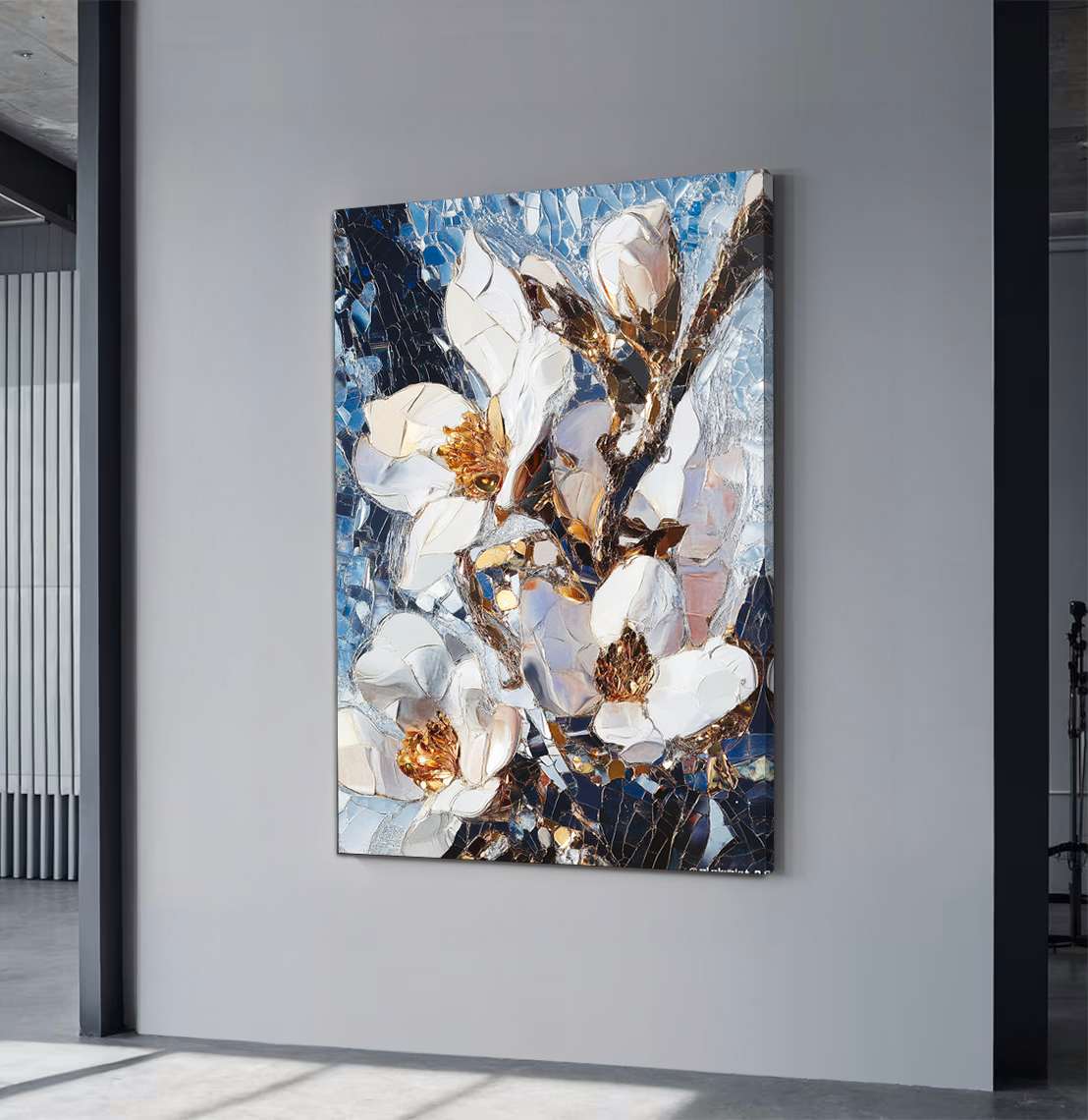 Quadro Decorativo em Tela 45x70cm - Arte Multicolor em Madeira de Pinho Natural