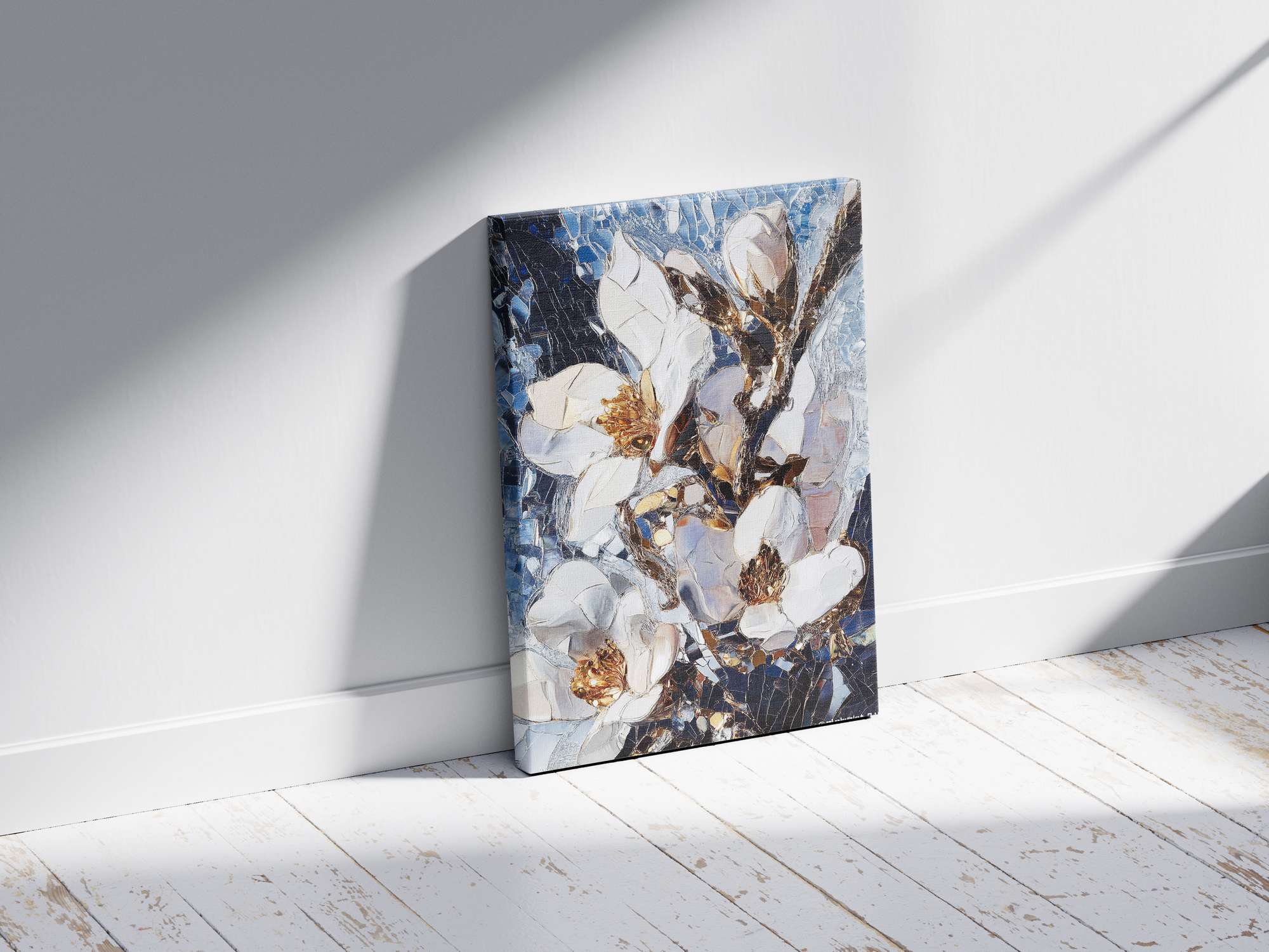 Quadro Decorativo em Tela 45x70cm - Arte Multicolor em Madeira de Pinho Natural