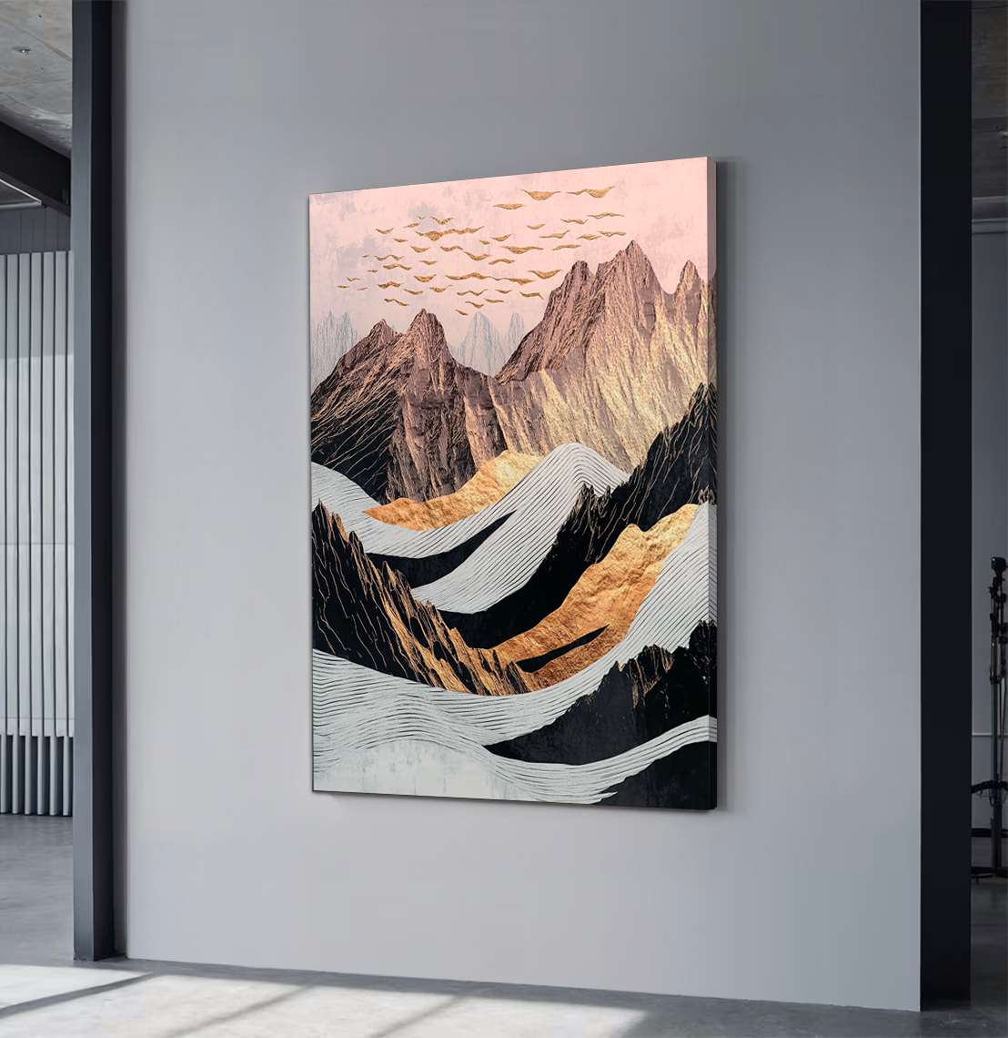 Quadro Decorativo em Tela 45x70cm - Arte Multicolor em Madeira de Pinho Natural