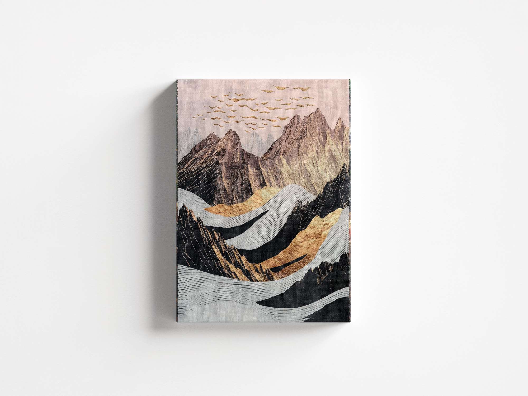 Quadro Decorativo em Tela 45x70cm - Arte Multicolor em Madeira de Pinho Natural