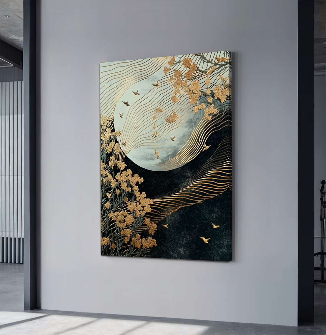 Quadro Decorativo em Tela 45x70cm - Arte Multicolor em Madeira de Pinho Natural