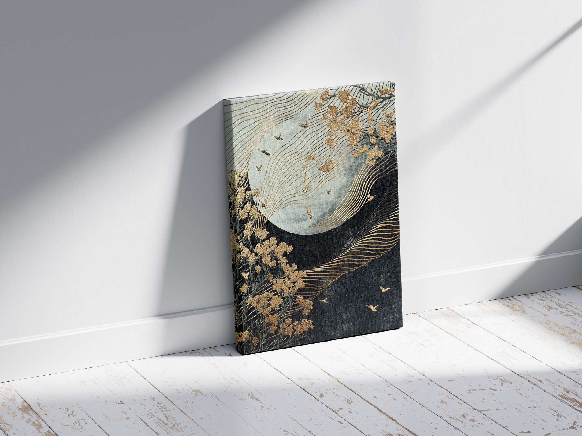 Quadro Decorativo em Tela 45x70cm - Arte Multicolor em Madeira de Pinho Natural