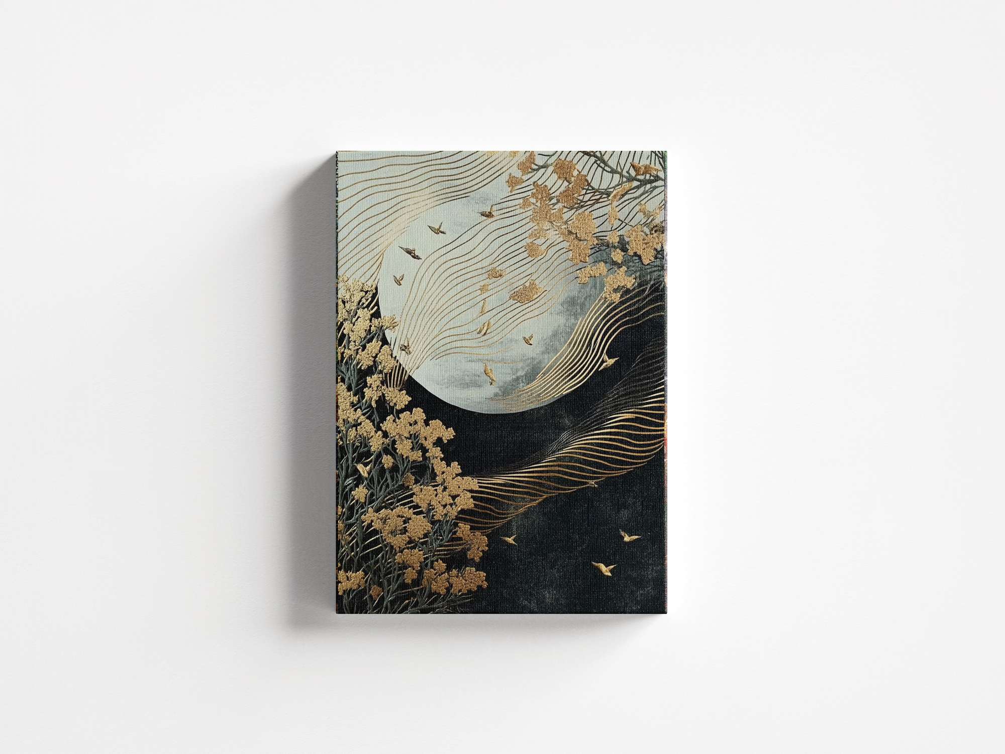 Quadro Decorativo em Tela 45x70cm - Arte Multicolor em Madeira de Pinho Natural