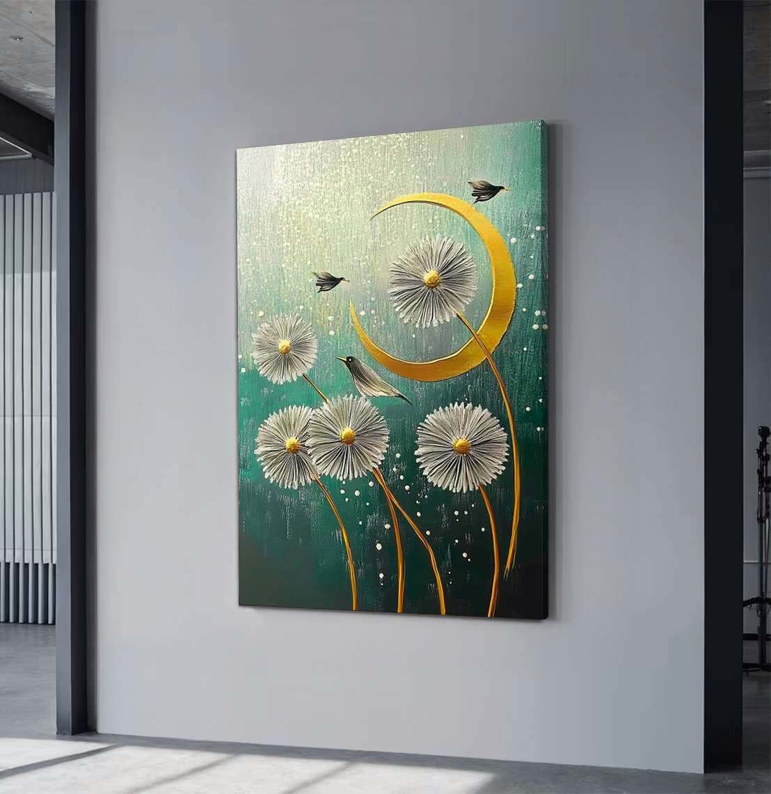 Quadro Decorativo em Tela 45x70cm - Arte Multicolor em Madeira de Pinho Natural