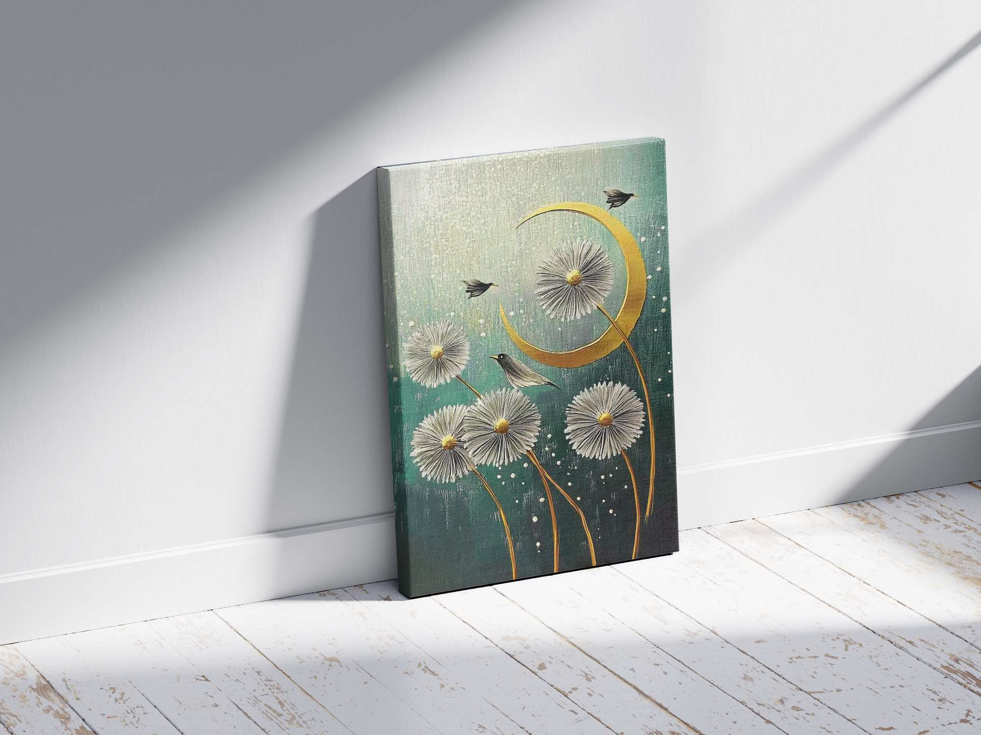 Quadro Decorativo em Tela 45x70cm - Arte Multicolor em Madeira de Pinho Natural