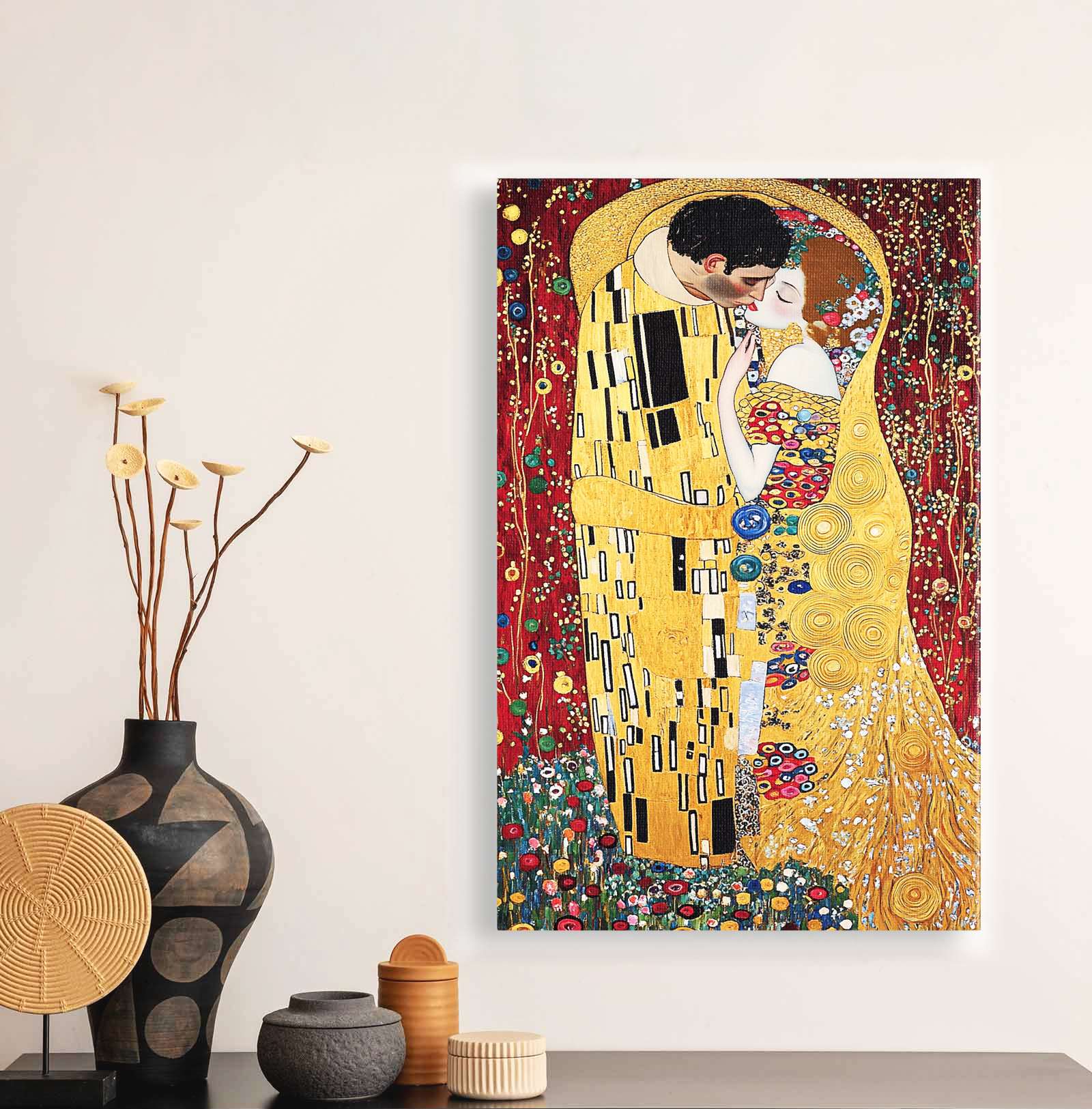 Quadro Decorativo em Tela 45x70cm - Arte Multicolor em Madeira de Pinho Natural