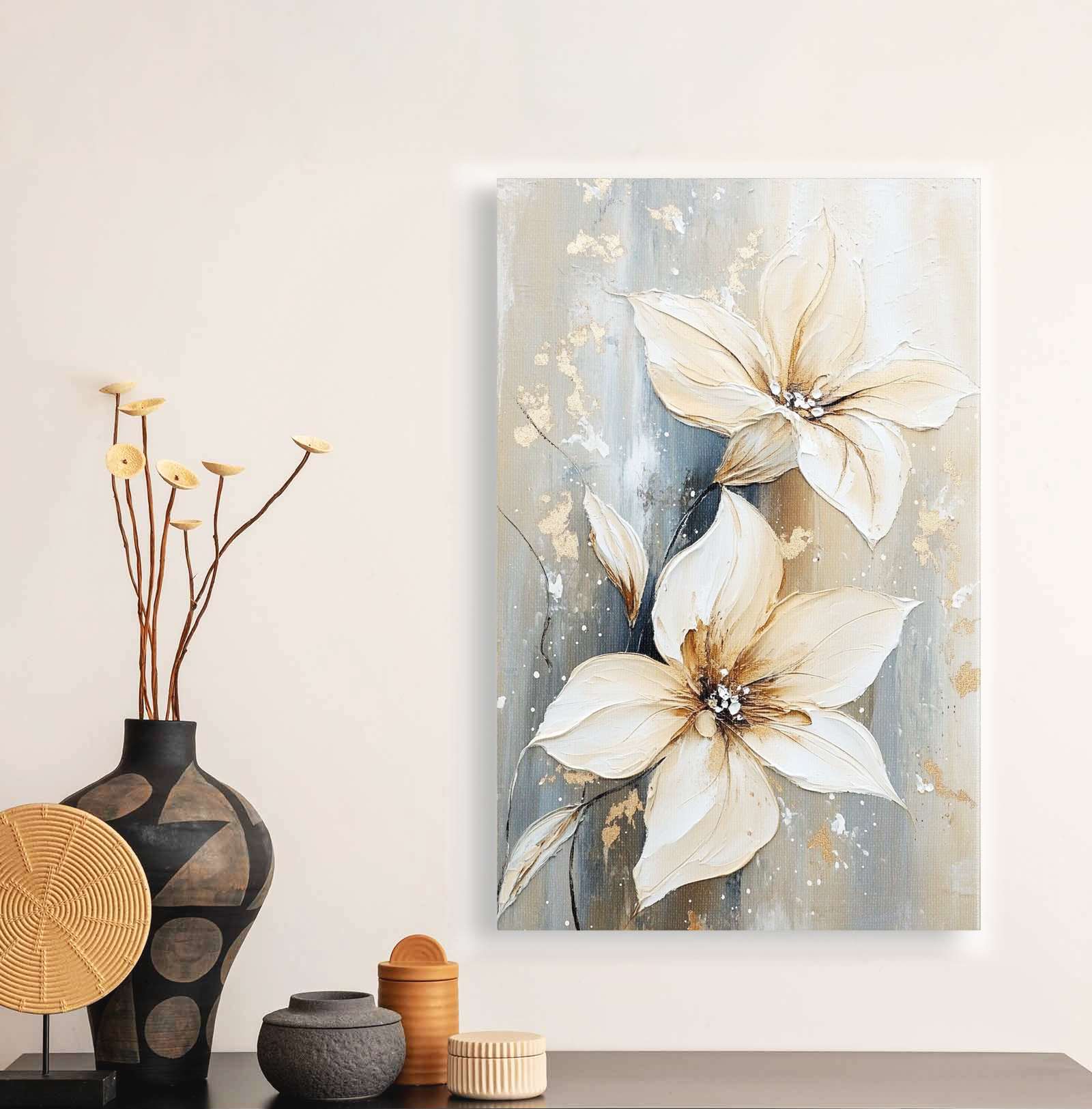 Quadro Decorativo em Tela 45x70cm - Arte Multicolor em Madeira de Pinho Natural