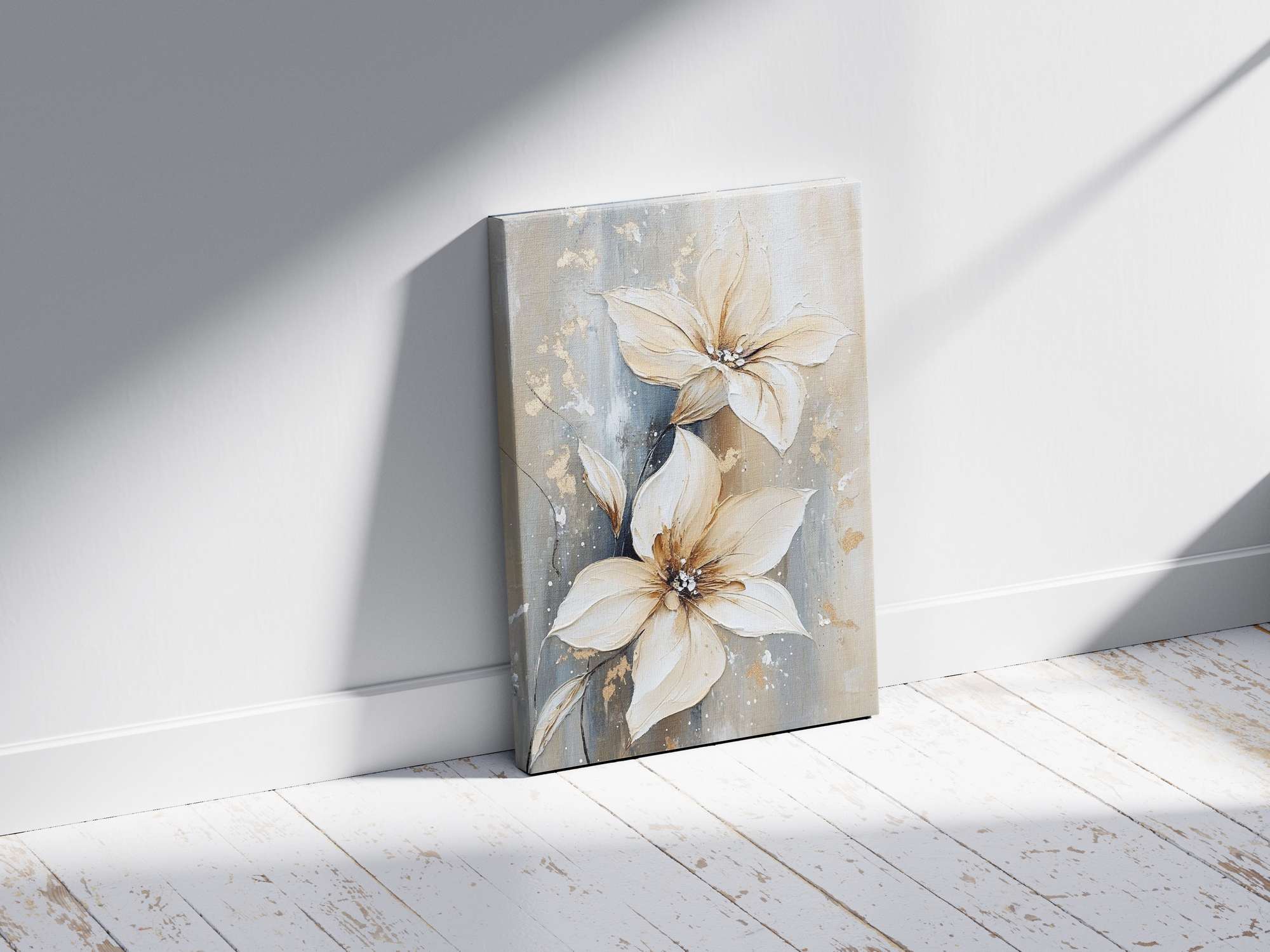 Quadro Decorativo em Tela 45x70cm - Arte Multicolor em Madeira de Pinho Natural