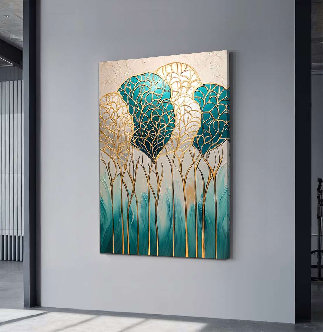 Quadro Decorativo em Tela 45x70cm - Arte Multicolor em Madeira de Pinho Natural