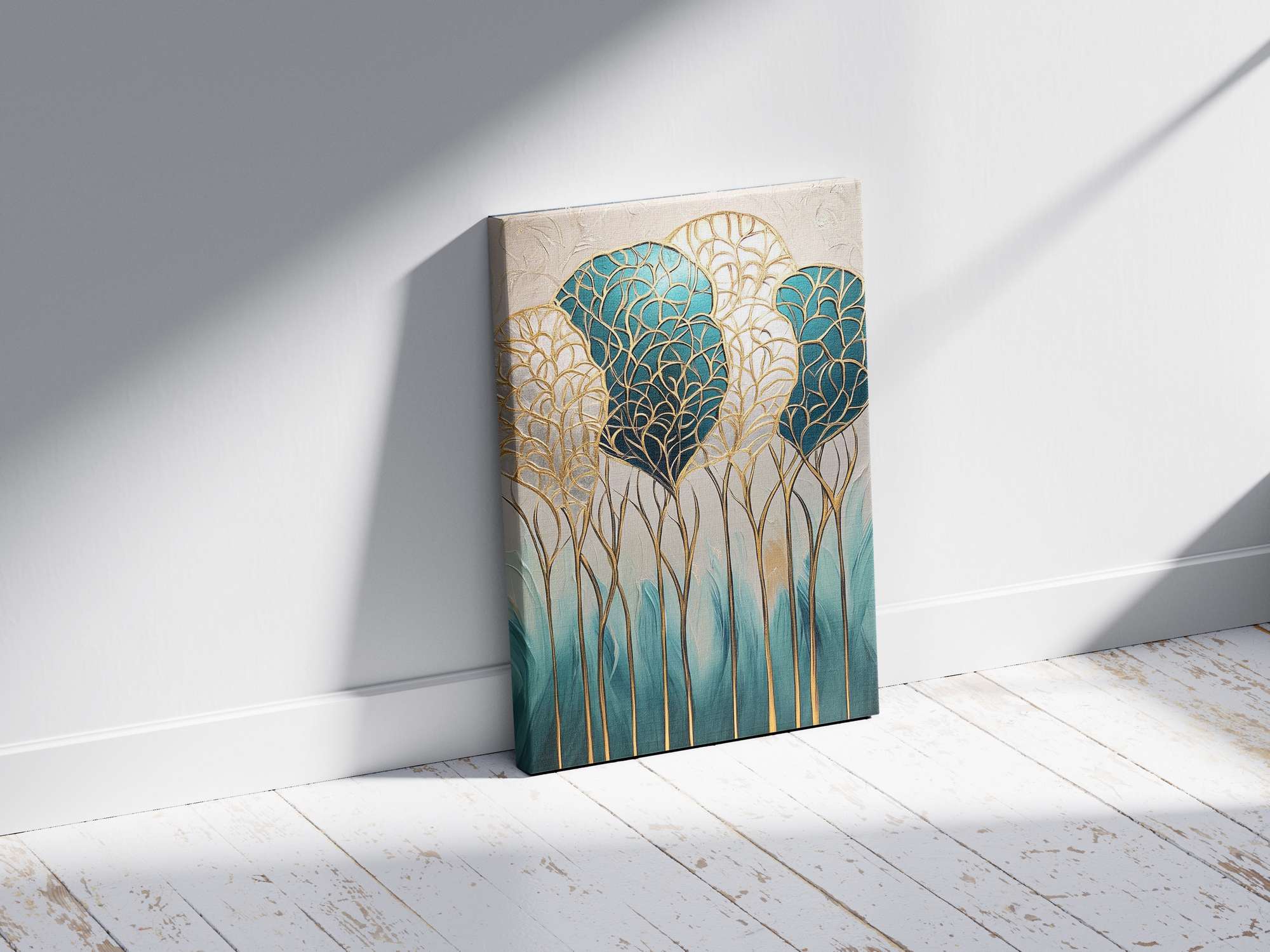 Quadro Decorativo em Tela 45x70cm - Arte Multicolor em Madeira de Pinho Natural