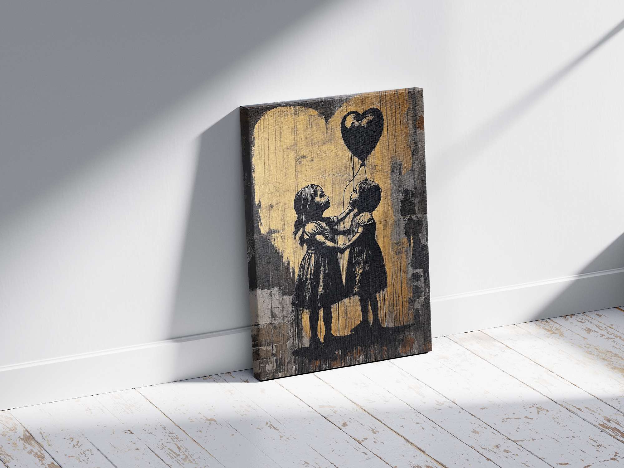 Quadro Decorativo em Tela 45x70cm - Arte Multicolor em Madeira de Pinho Natural