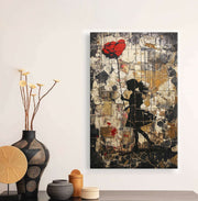 Quadro Decorativo em Tela 45x70cm - Arte Multicolor em Madeira de Pinho Natural