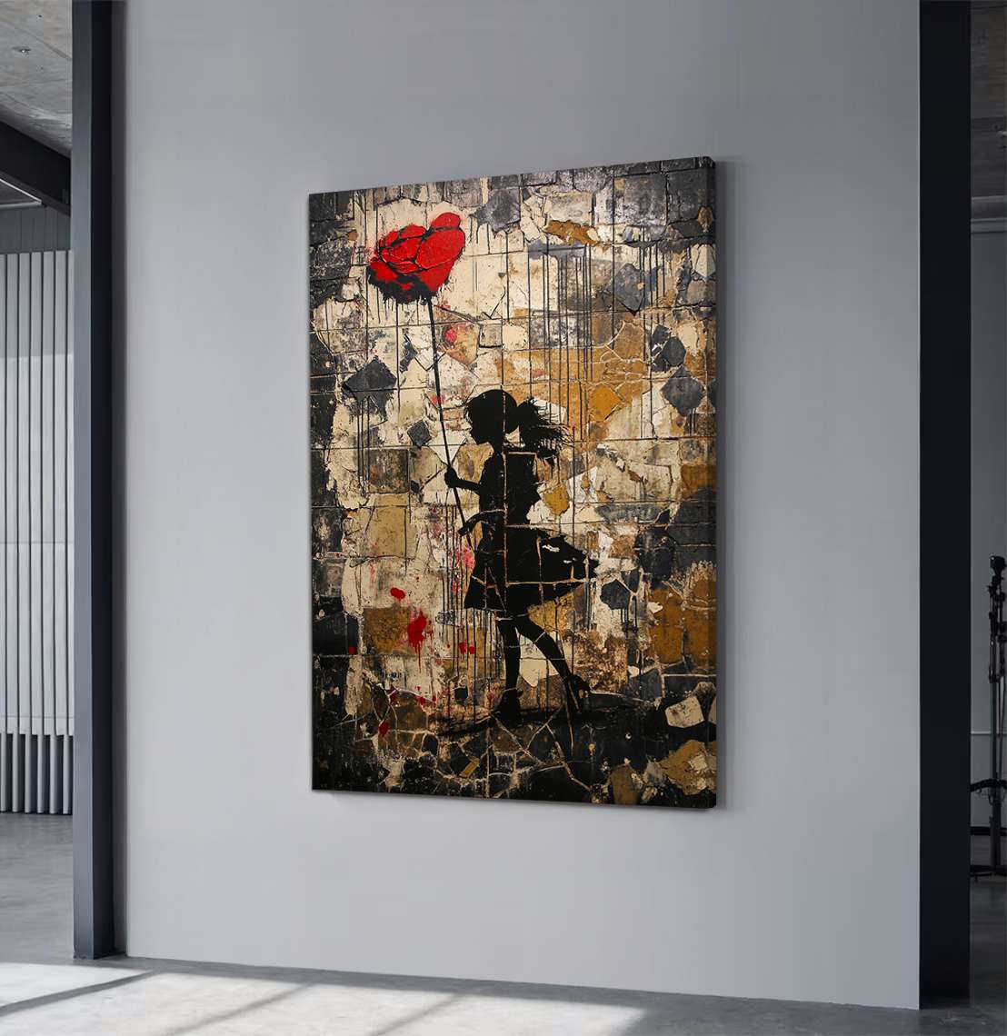 Quadro Decorativo em Tela 45x70cm - Arte Multicolor em Madeira de Pinho Natural