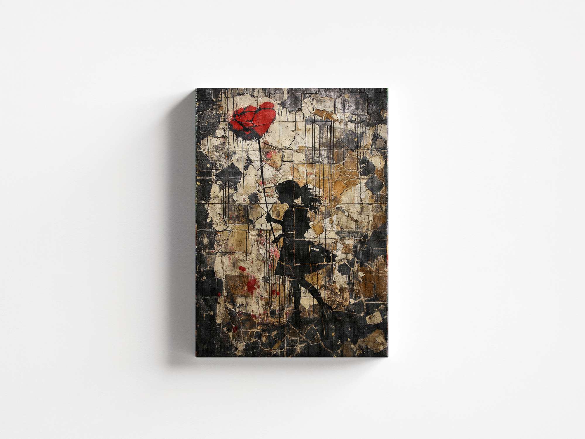 Quadro Decorativo em Tela 45x70cm - Arte Multicolor em Madeira de Pinho Natural