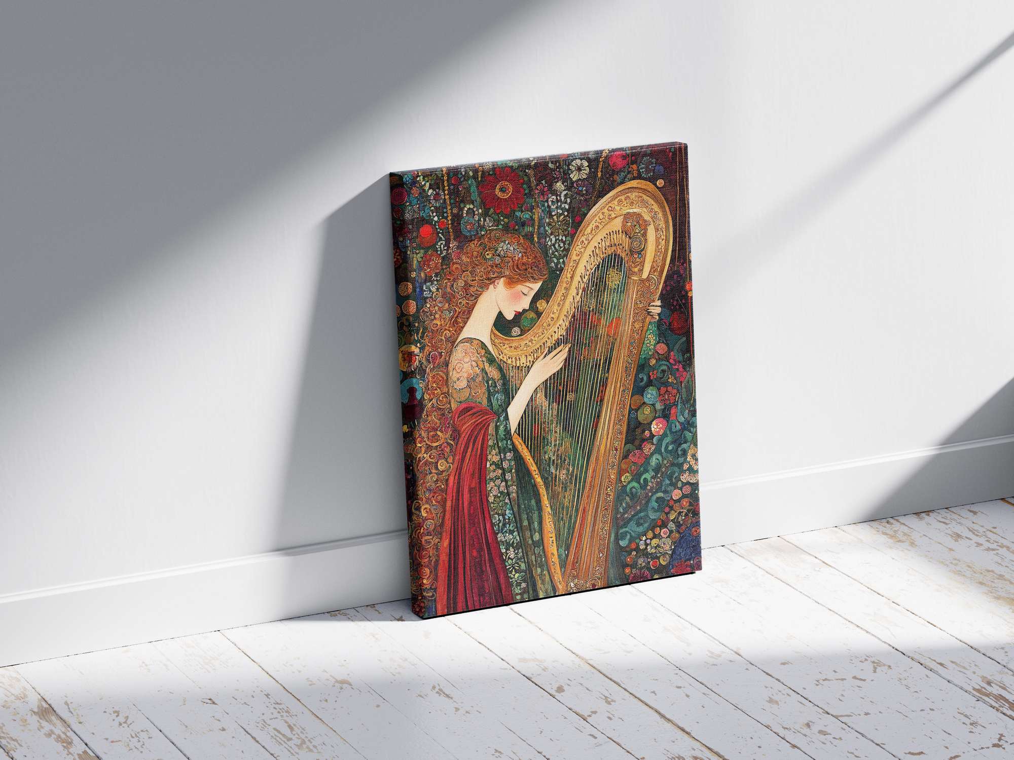 Quadro Decorativo em Tela 45x70cm - Arte Multicolor em Madeira de Pinho Natural